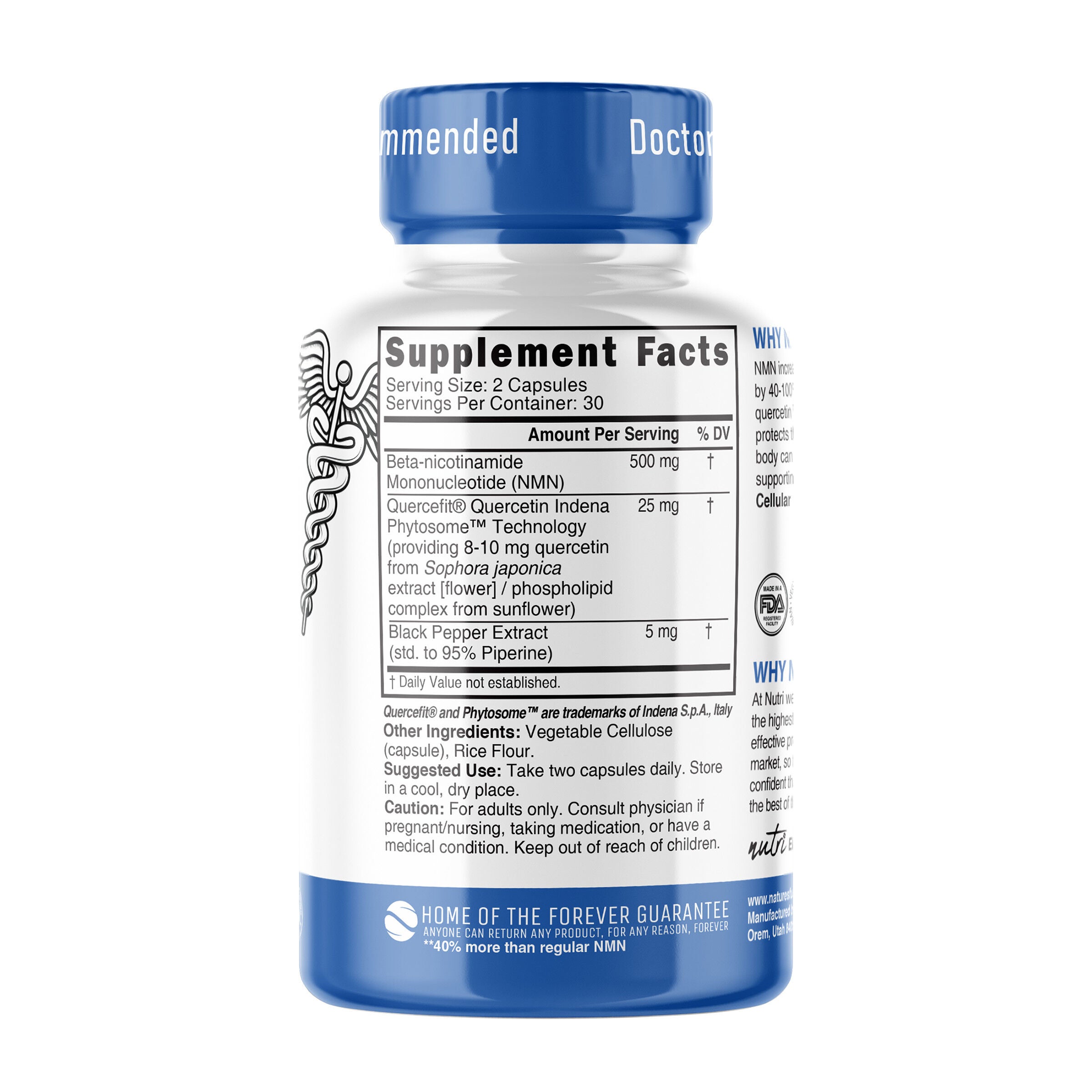 NMN+ 500mg Extra Strength - 60 Capsules (30 Servings)