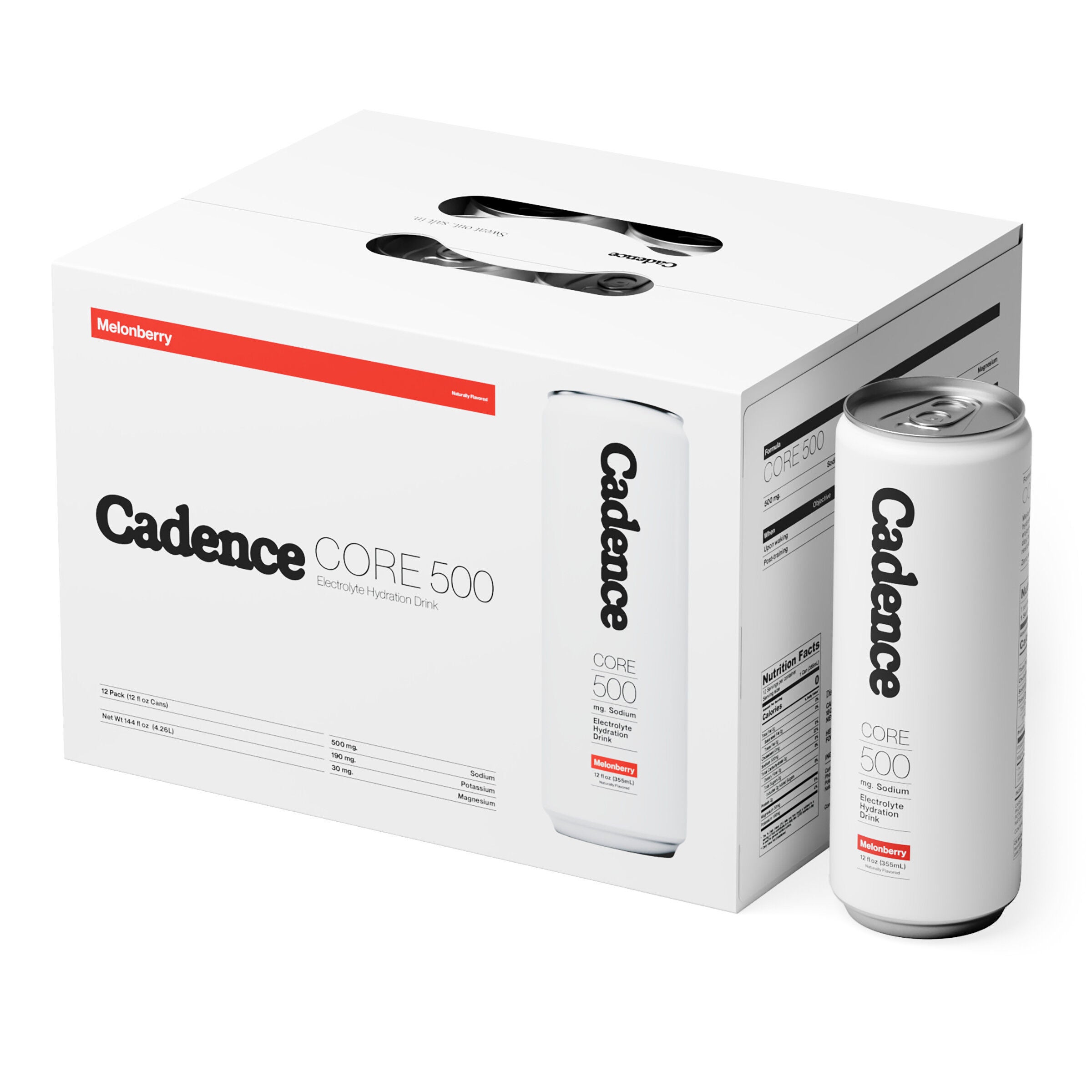Cadence Core Electrolyte Hydration Drink - Melonberry 12 Fl Oz (12 Cans) Zero Sugar