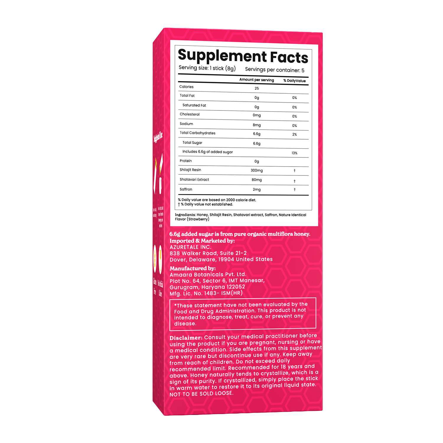 She-lajit Honey Sticks - Strawberry (5 Sticks)  | GNC