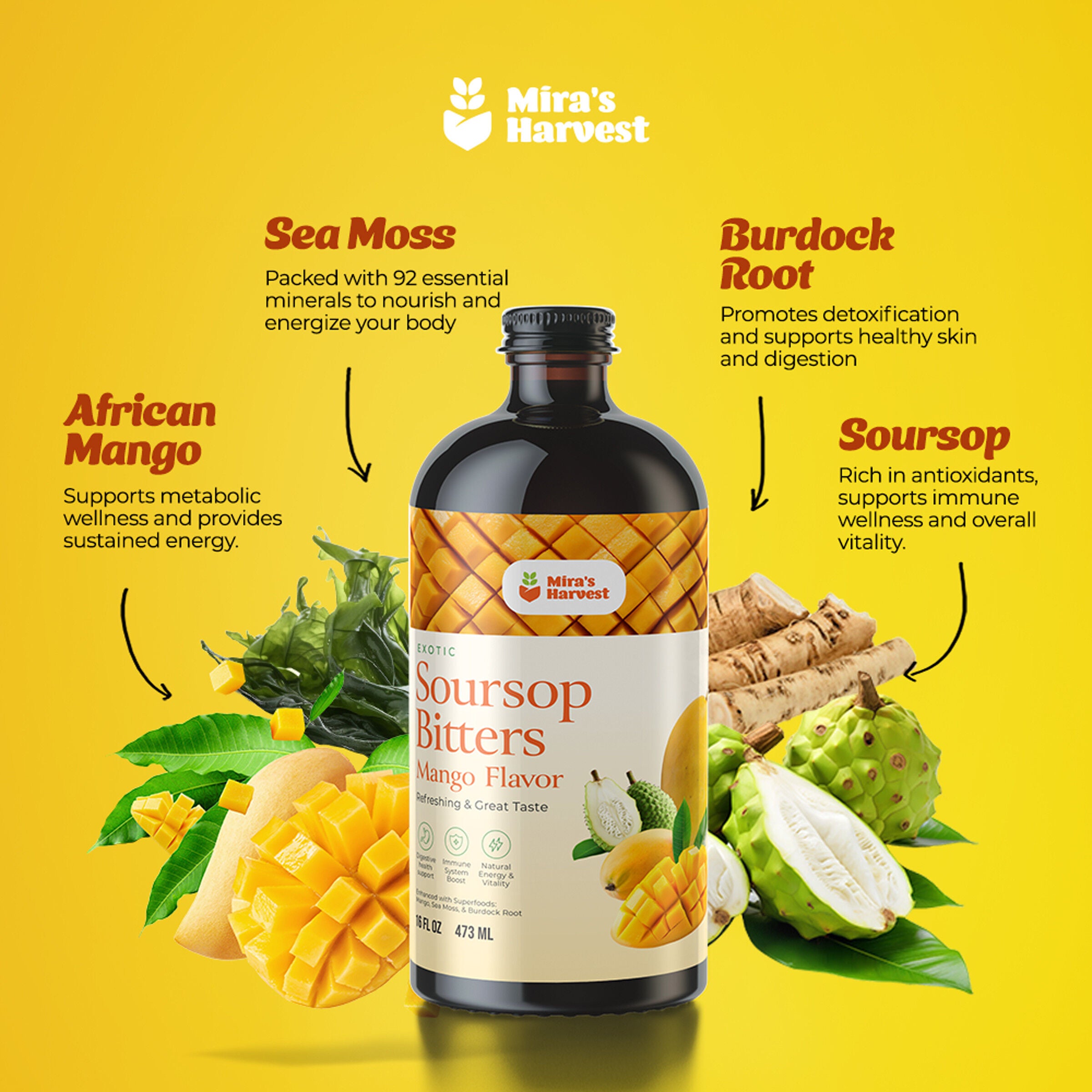 Soursop Bitters - Mango - 16 fl oz (64 Servings)  | GNC