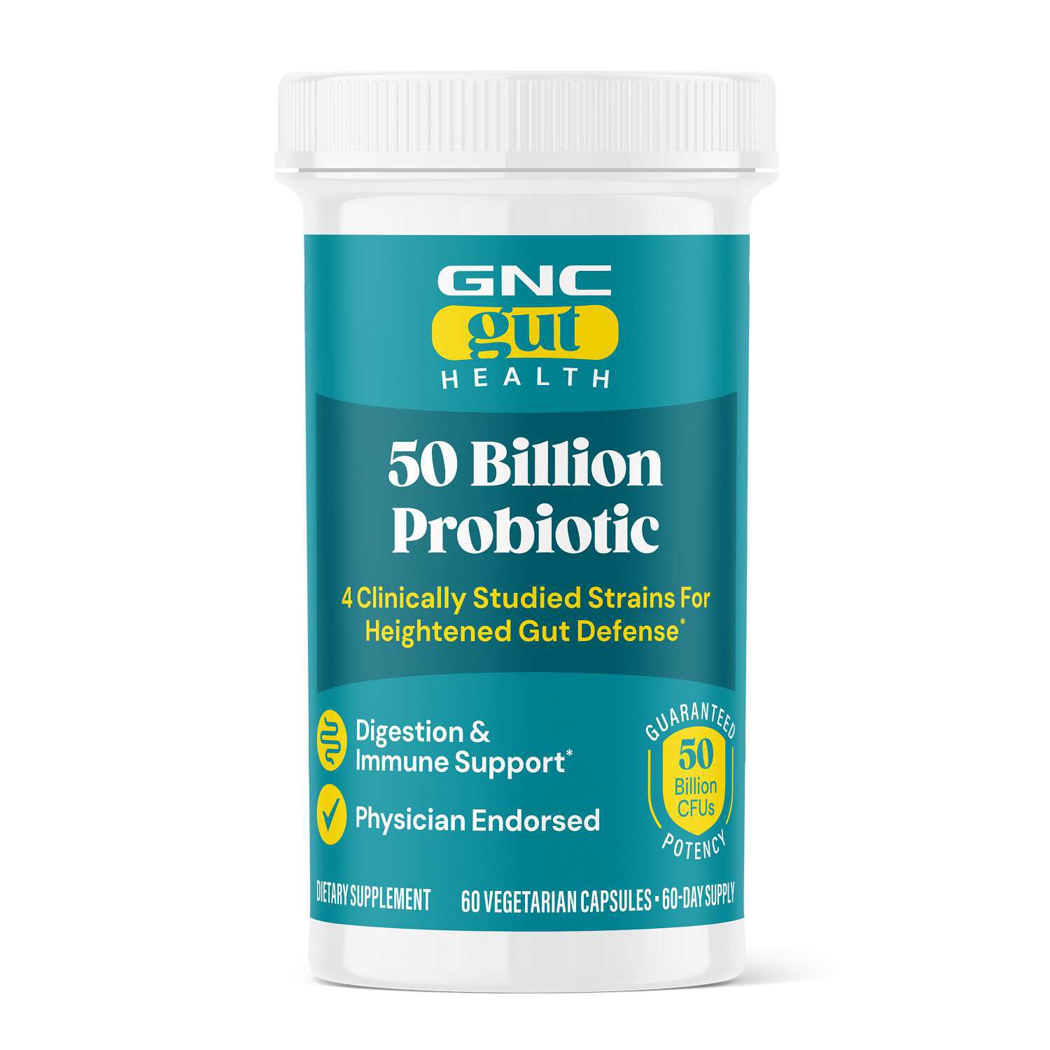 Gut Health 50 Billion Probiotic - 60 Vegetarian Capsules (60 Servings)  | GNC