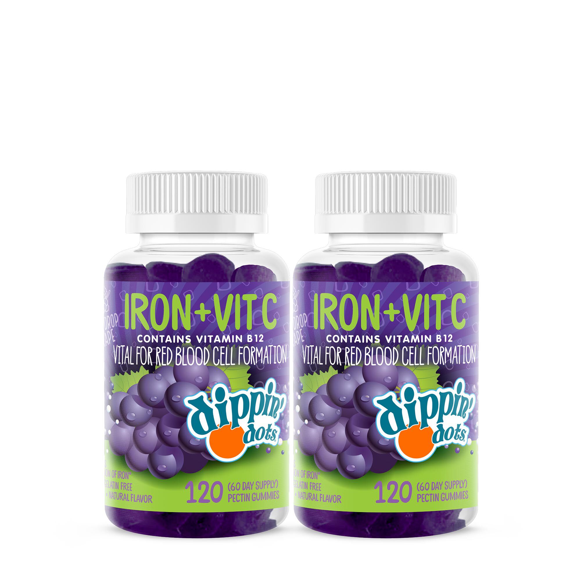 Iron + Vitamin C Gummies Grape Dippin' Dots Twin Pack (60 Servings