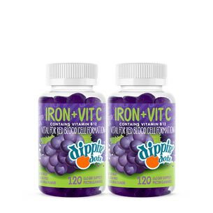 Iron + Vitamin C Gummies - Grape Dippin&#39; Dots - Twin Pack &#40;60 Servings Each&#41;  | GNC