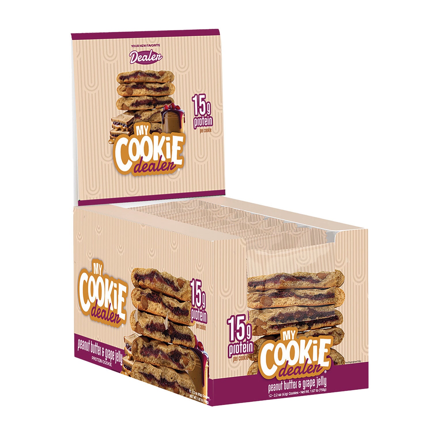 Snack Size Protein Cookie - Peanut Butter &amp; Grape Jelly (12 Cookies)  | GNC