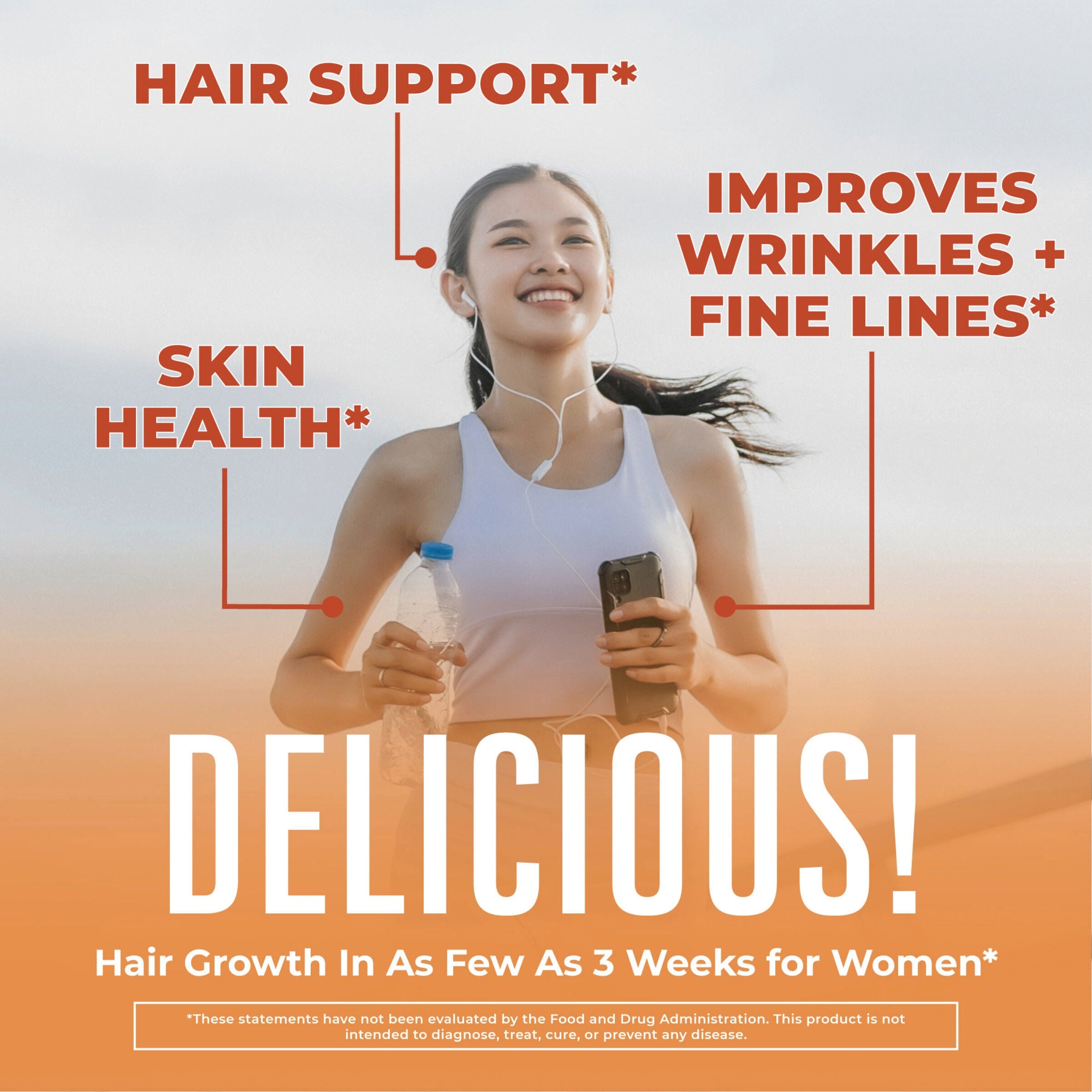 Liquid Morning Multivitamin + Hair Growth - Peach Mango - 30 fl oz (30 Servings)  | GNC