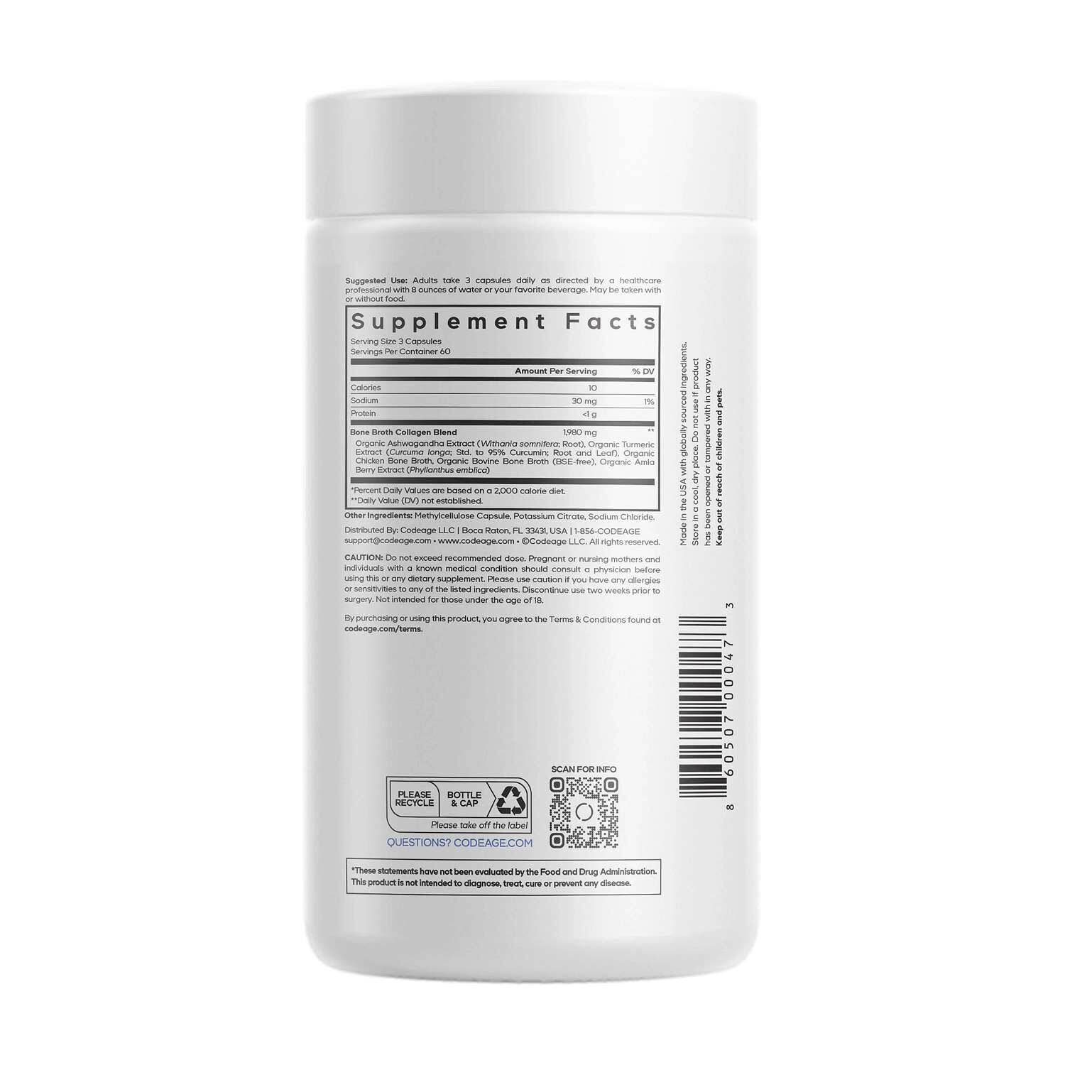 Bone Broth Collagen - 180 Capsules (60 Servings)  | GNC