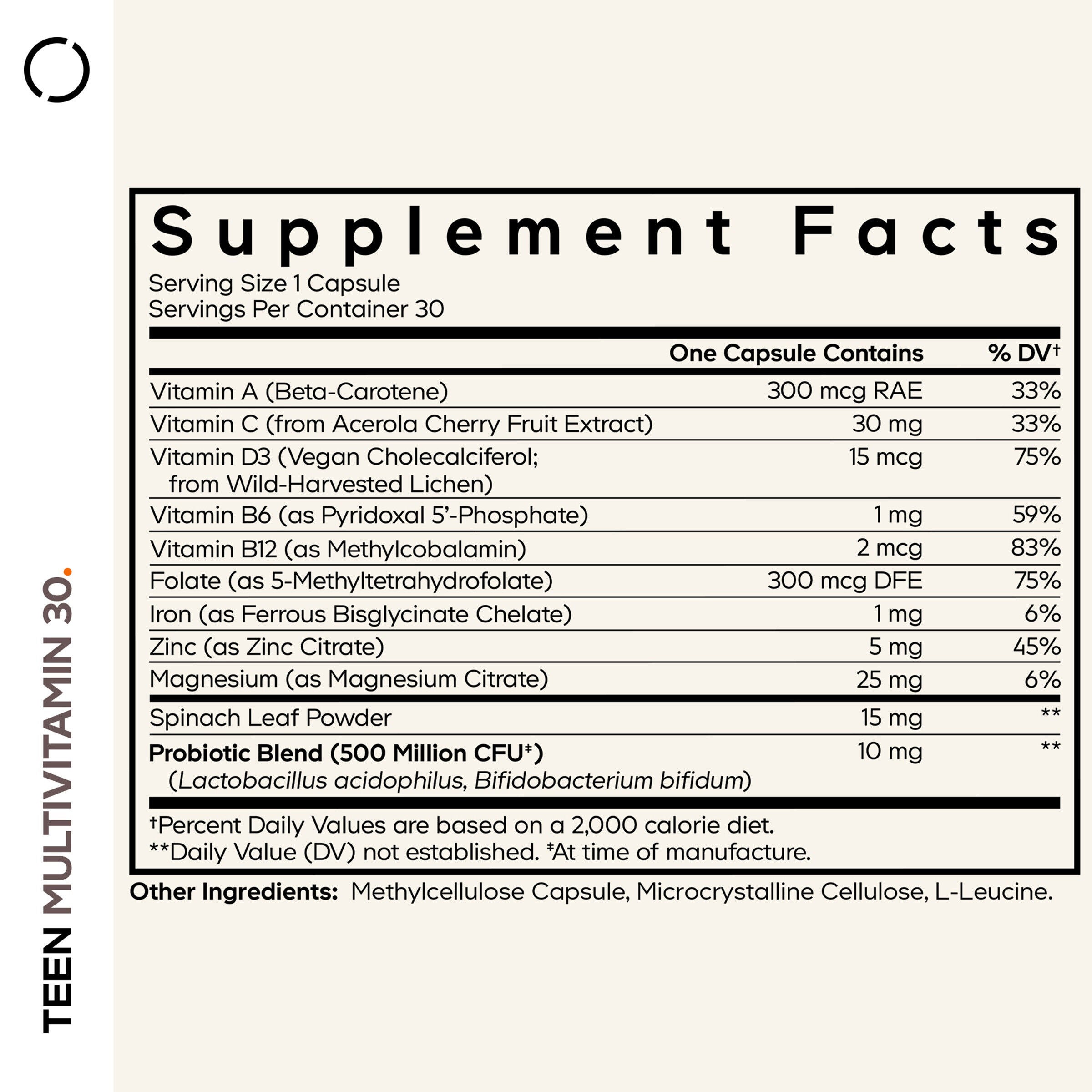 Teen Multivitamin - 30 Vegetable Capsules (30 Servings)  | GNC