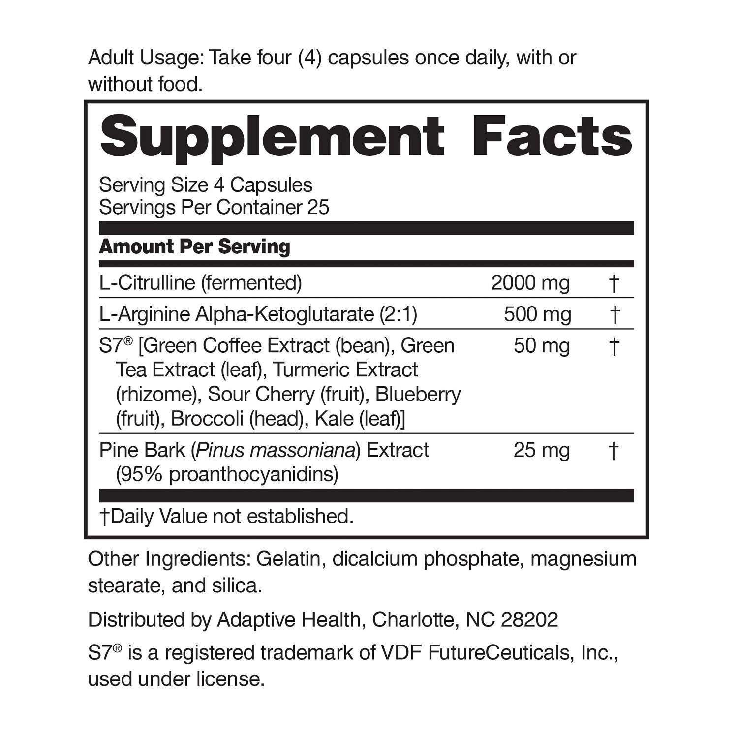 Nitric Oxide Booster - 100 Capsules (25 Servings)