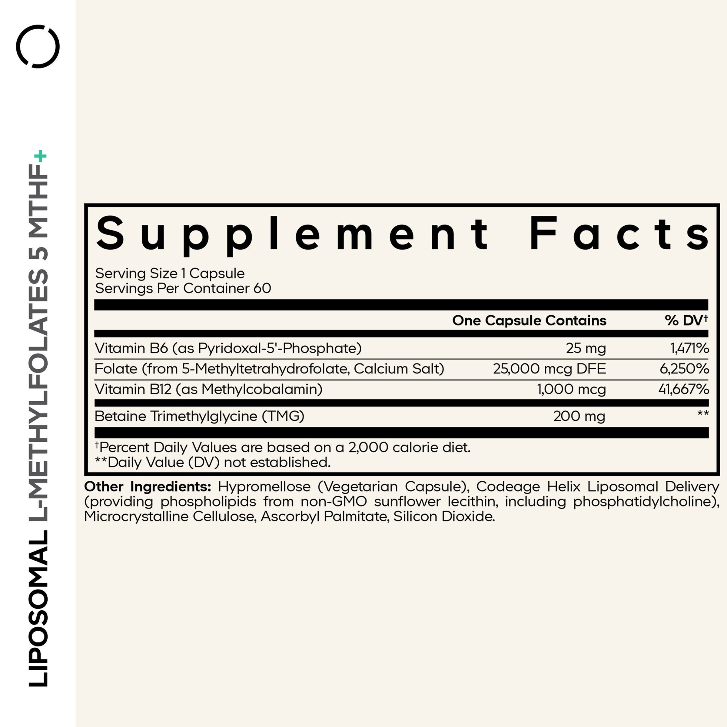 Liposomal L-Methylfolate - 60 Vegetable Capsules (60 Servings)  | GNC