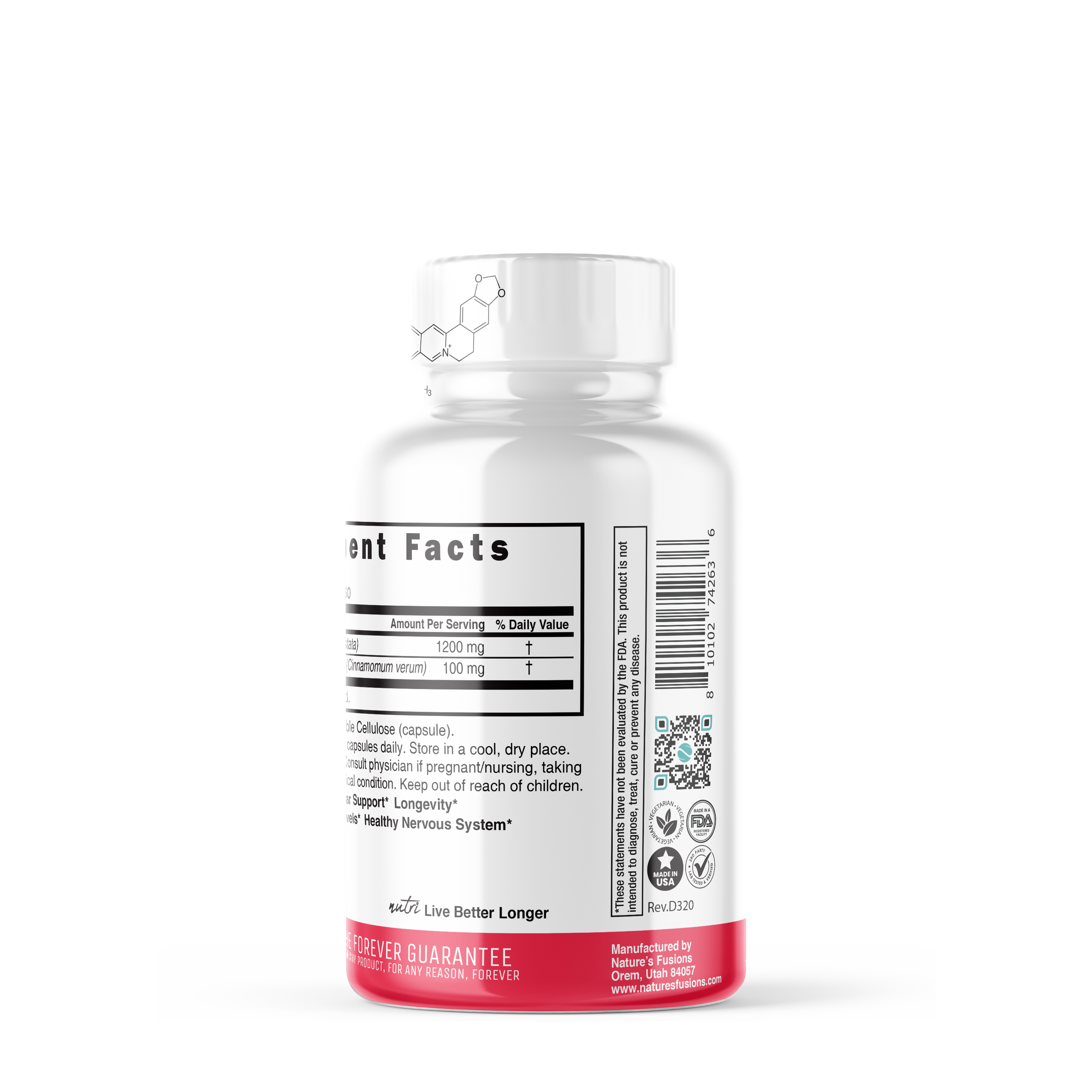 Berberine Plus 1300mg - 60 Vegan Capsules (60 Servings)  | GNC