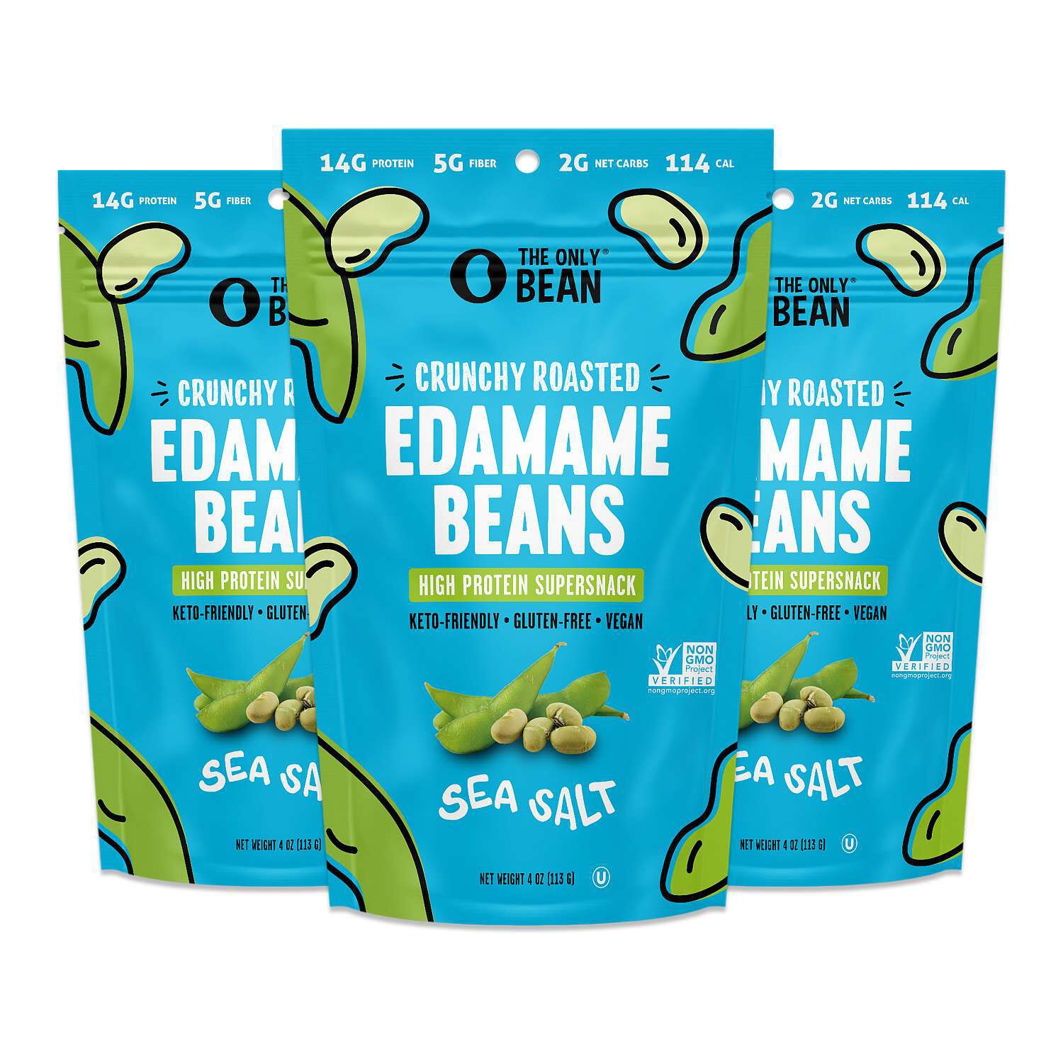 Crunchy Roasted Edamame Beans - Sea Salt (3 Bags)