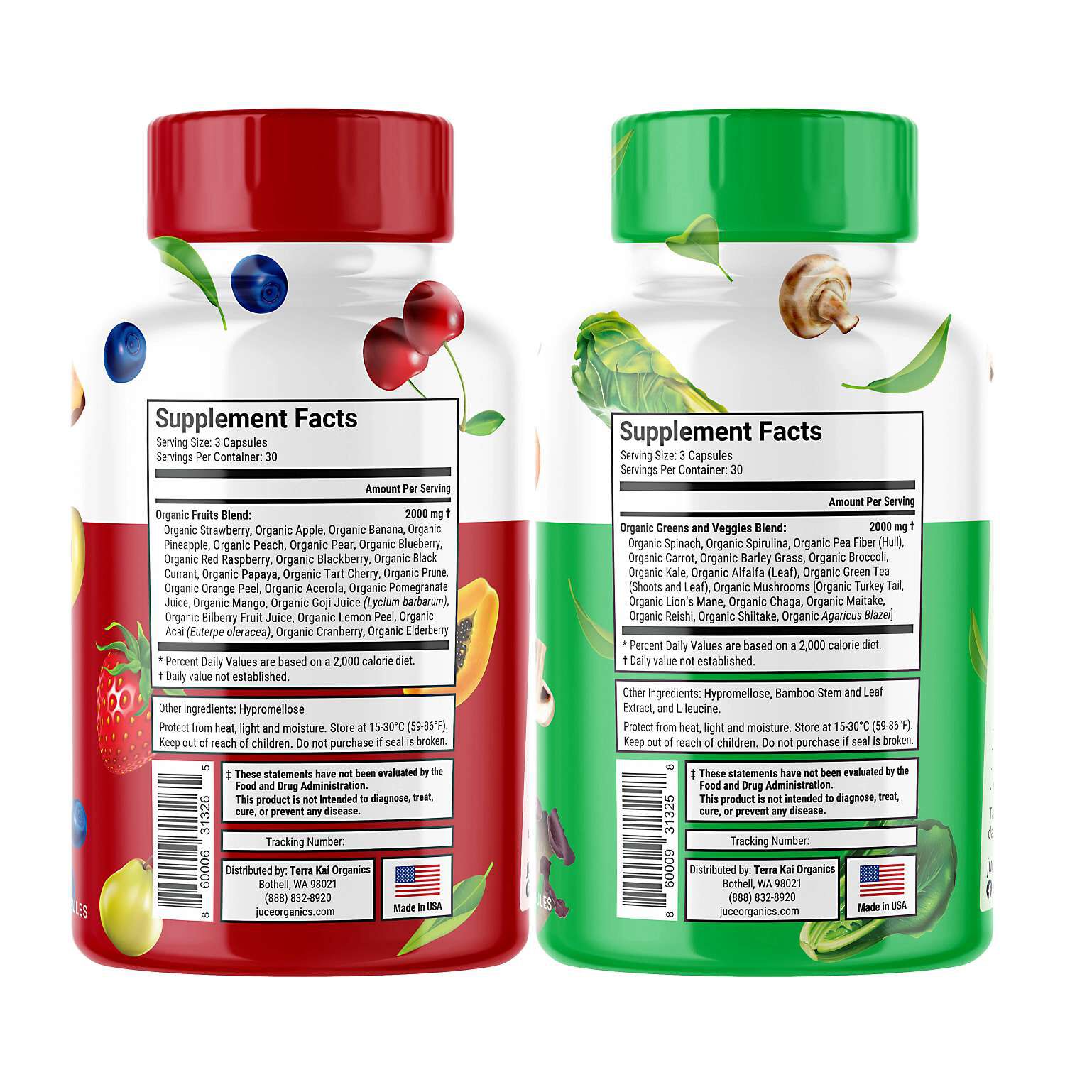 Juce Super Fruits and Veggies - 180 Capsules x 2 Bottles (30 Servings each)