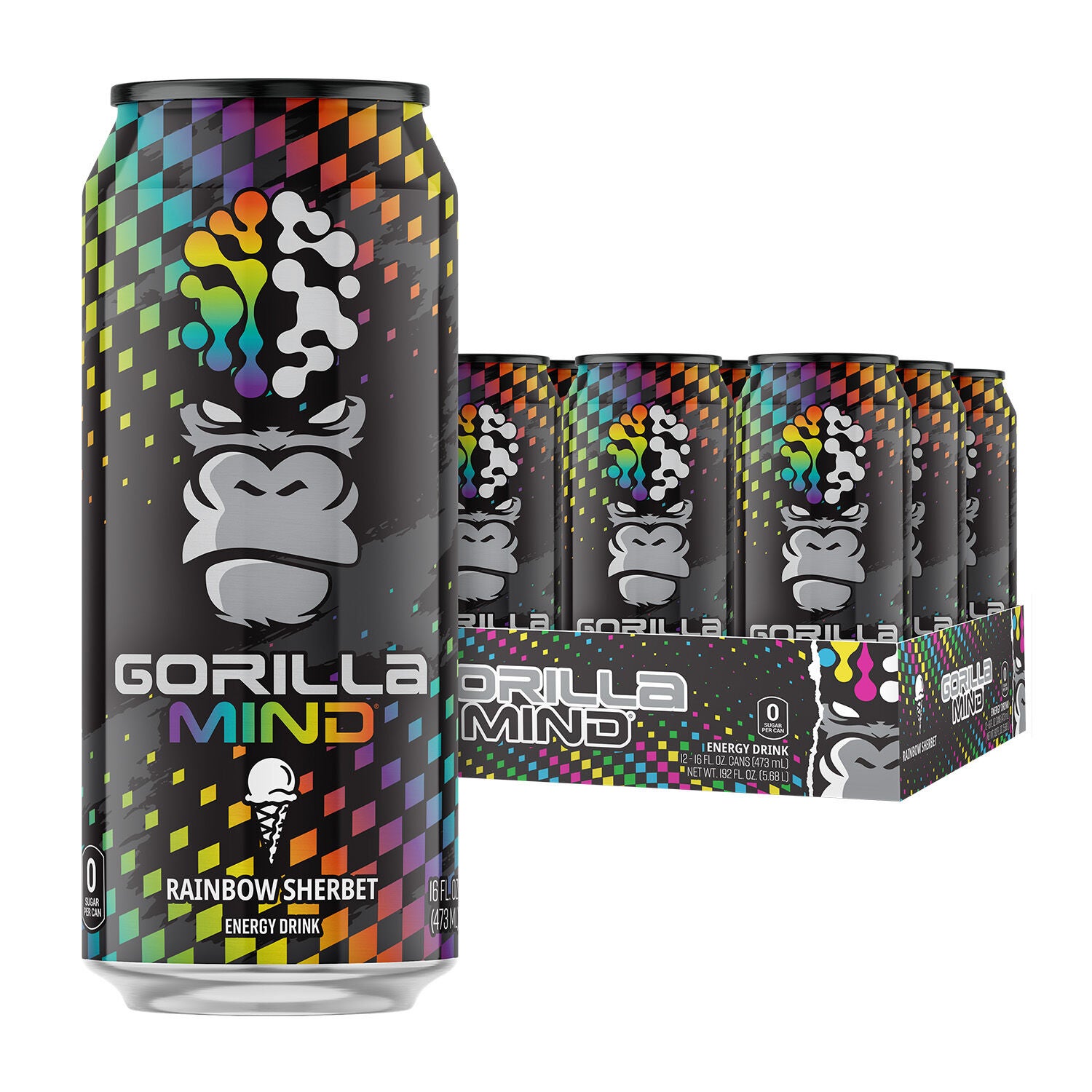Energy Drink - Rainbow Sherbet - 16oz. (12 Cans)