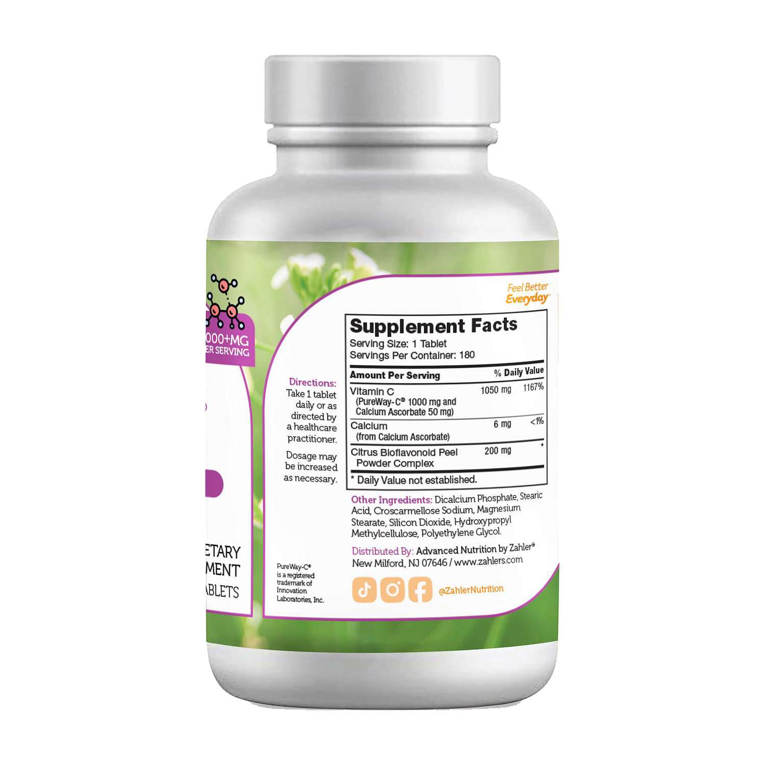 Pure Way-C&reg; Vitamin C and Bioflavonoids 1000+ mg - 180 Tablets (180 Servings)  | GNC