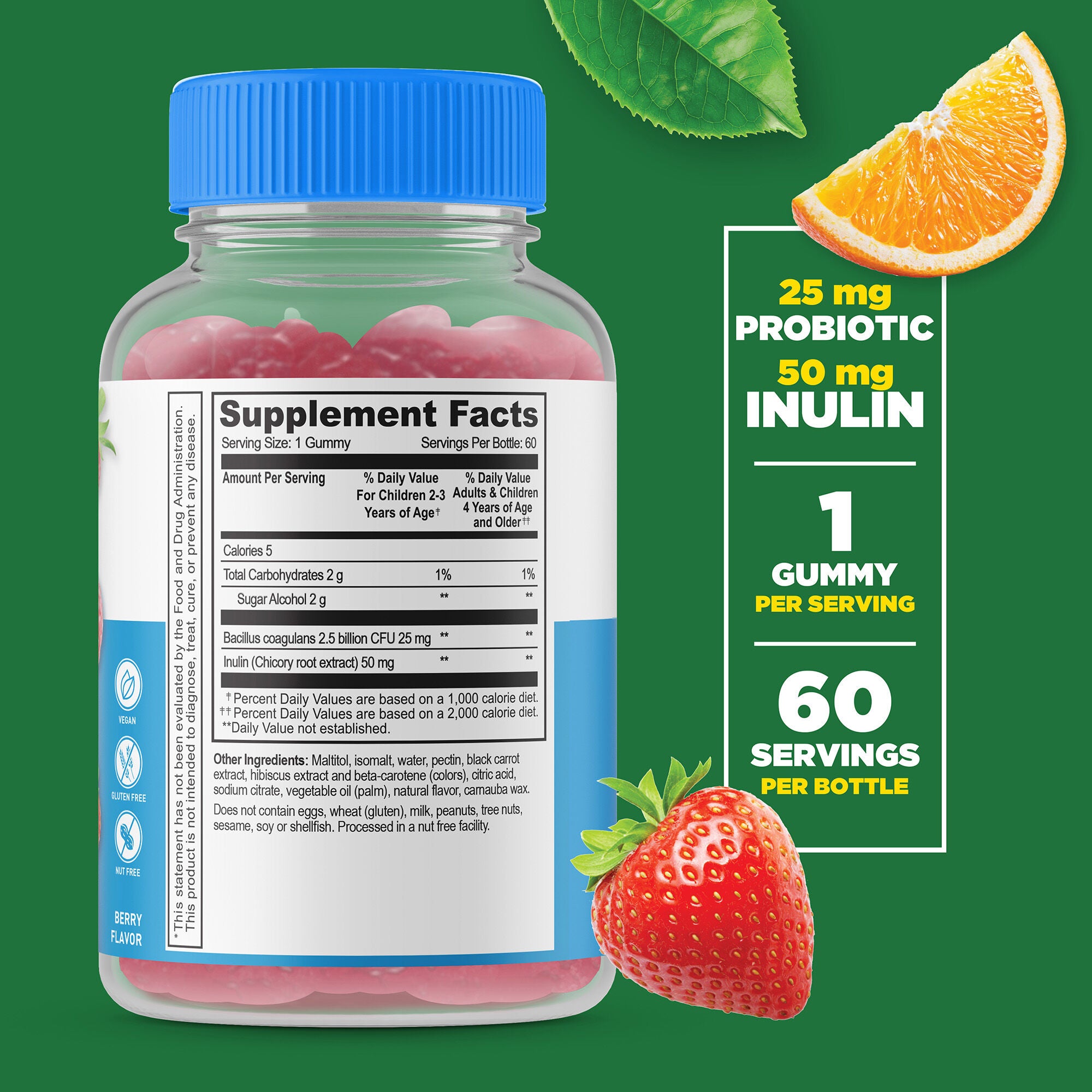 Kids Sugar Free Probiotic and Fiber - 60 Gummies (60 Servings)  | GNC