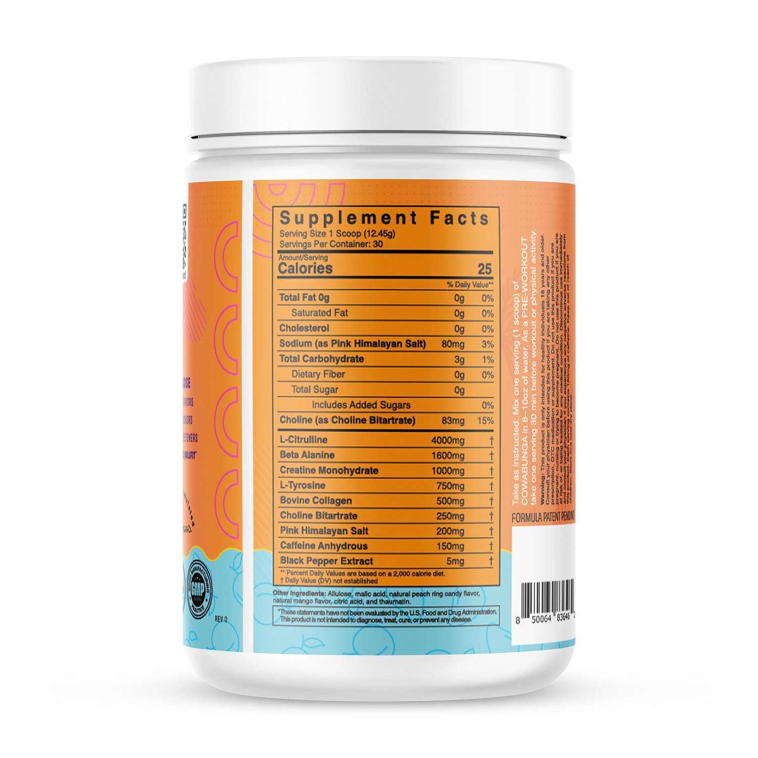 Cowabunga Pre-Workout - Peach Mango (30 Servings)  | GNC