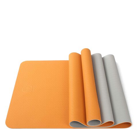 2 Tone TPE Yoga Mat - Orange/Gray  | GNC