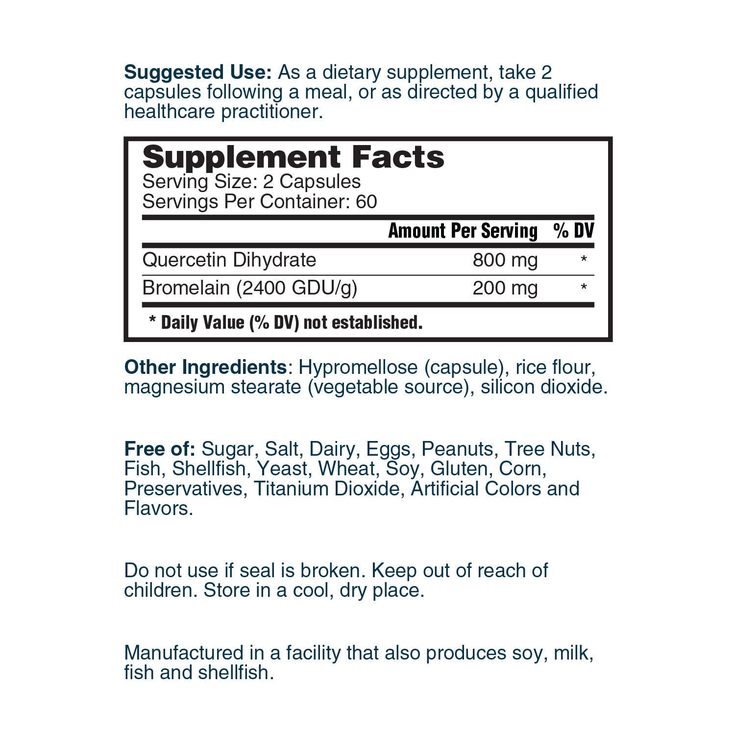 Quercetin with Bromelain - 120 Vegetarian Capsules (60 Servings)  | GNC