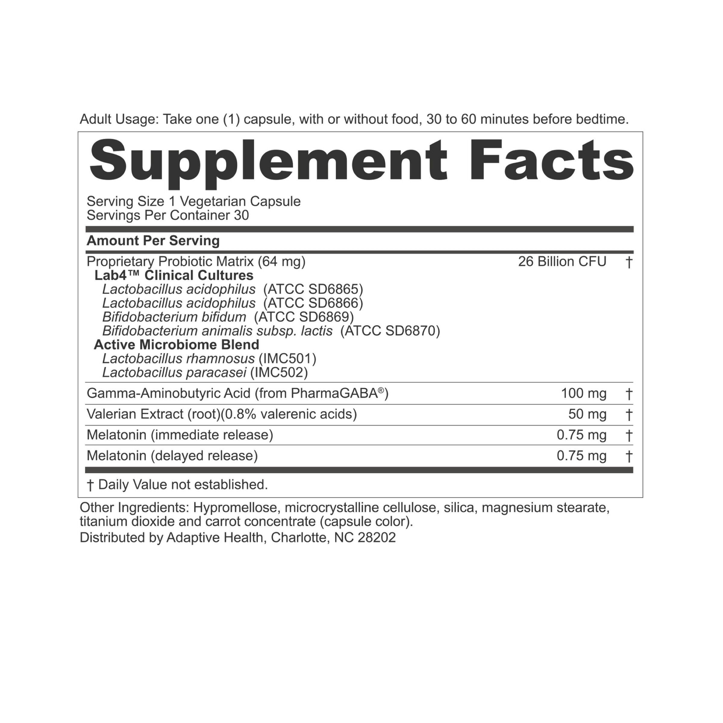 Clinically Validated Probiotics + Sleep Support - 30 Capsules (30 Servings)