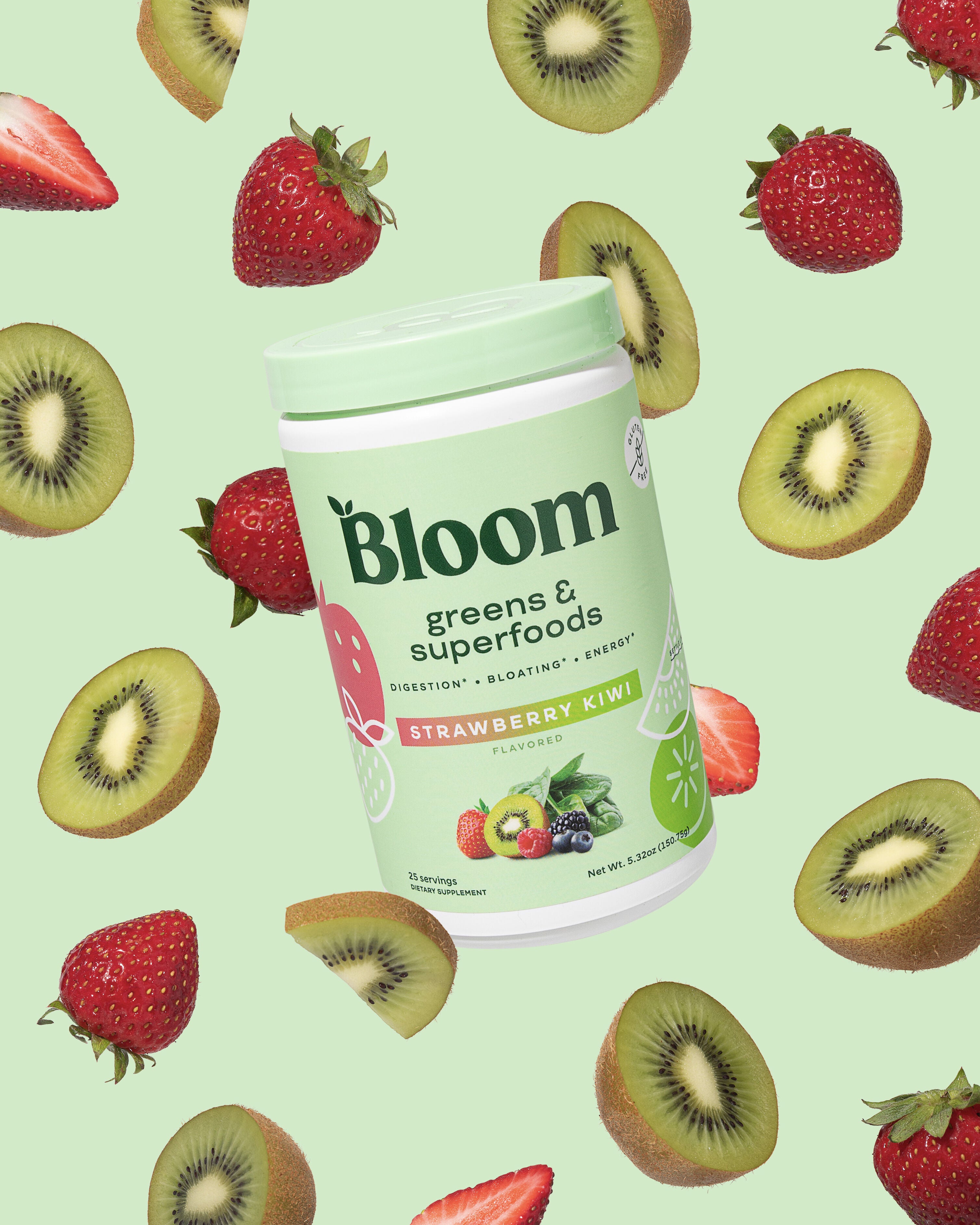 Bloom - Greens & Superfoods, Strawberry Kiwi - 5.32 oz. (25