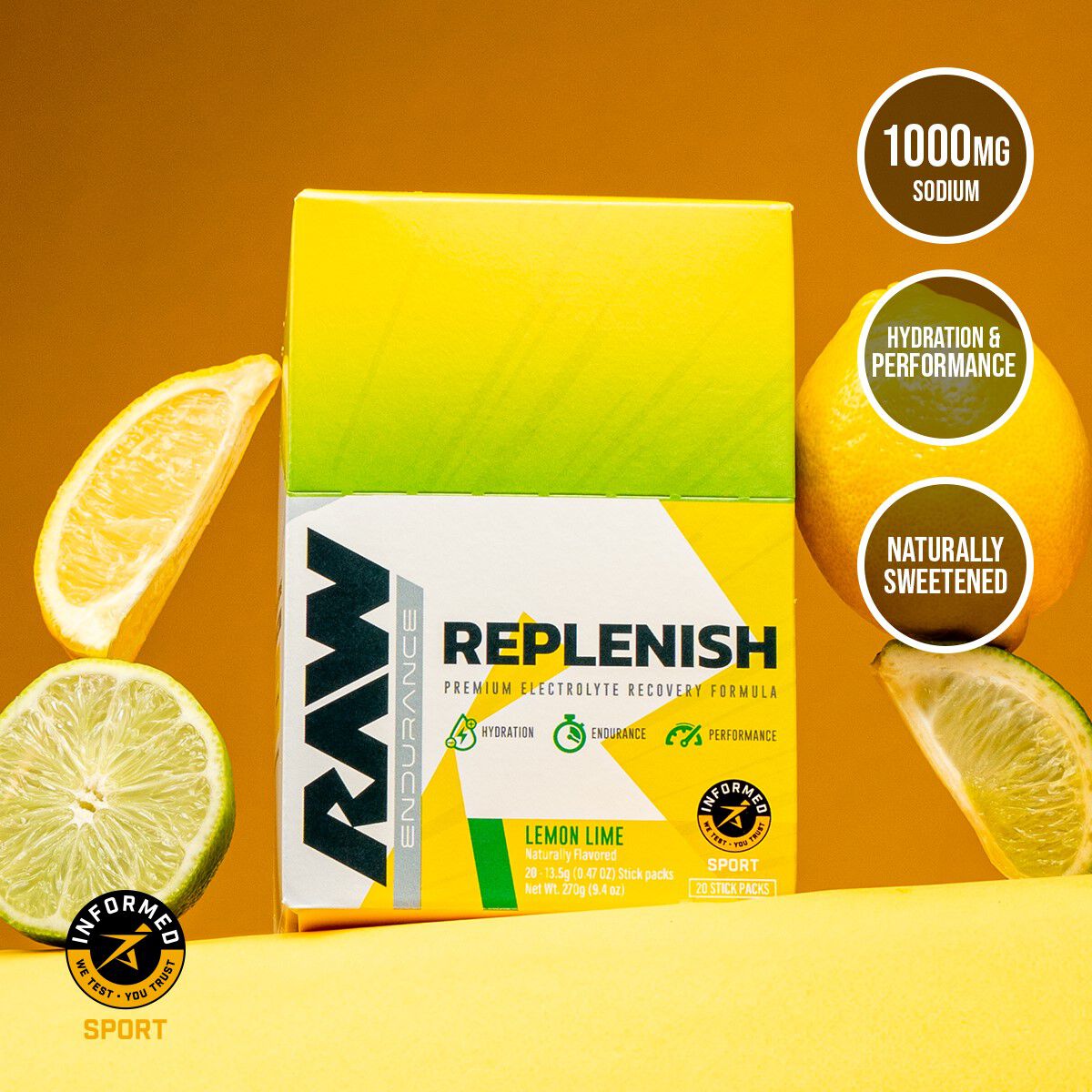 Replenish Premium Electrolyte Recovery - Lemon Lime (20 Stick Packs)