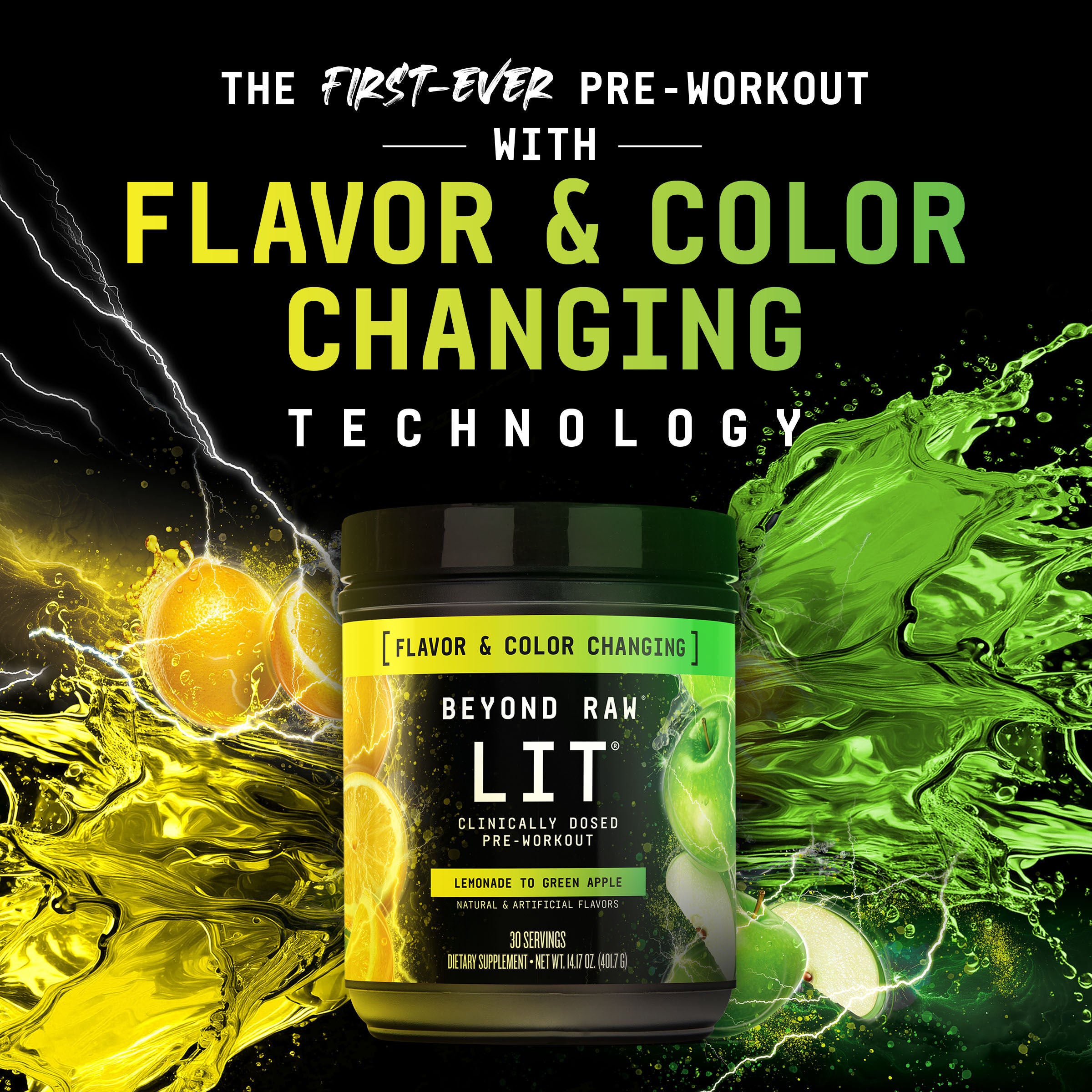 LIT™ Pre-Workout - Lemonade to Green Apple (30 Servings)