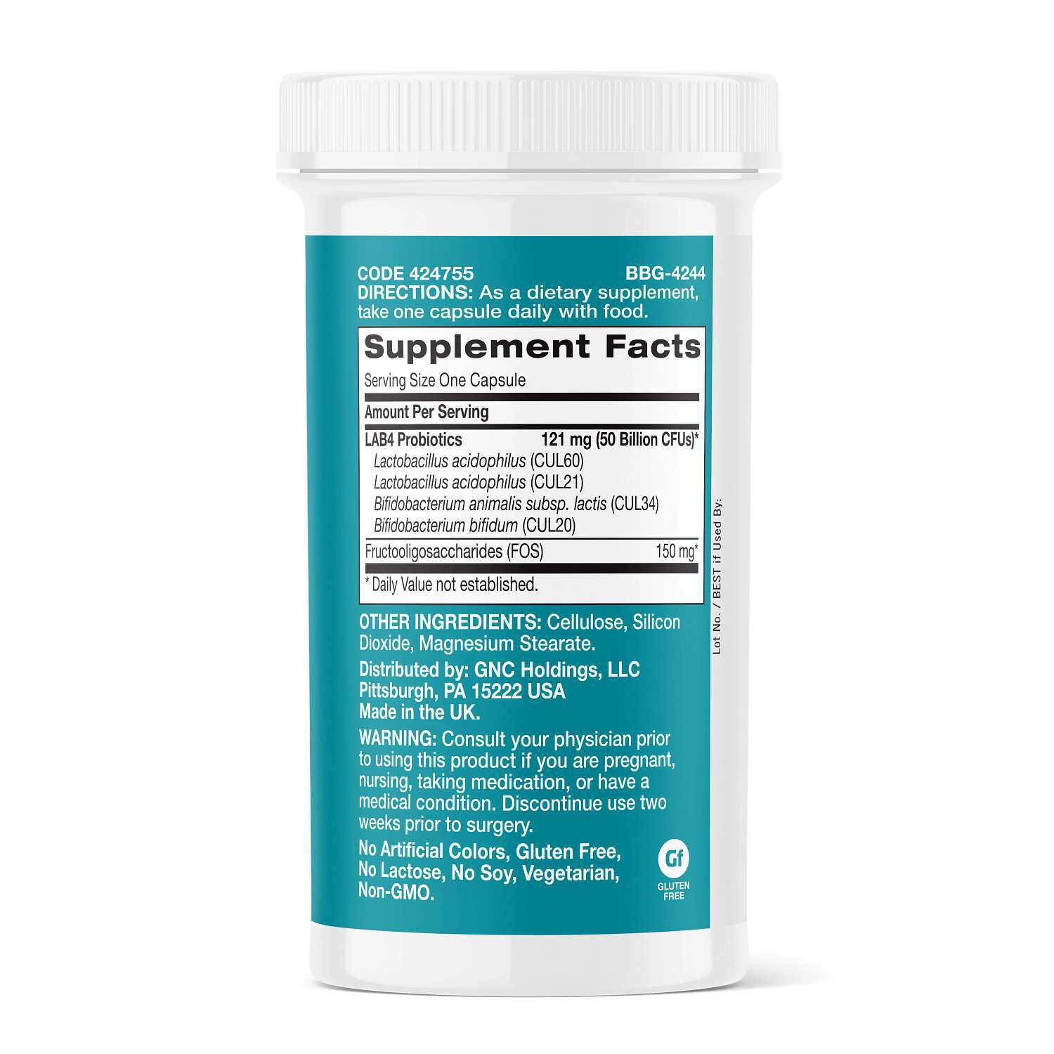 Gut Health 50 Billion Probiotic - 60 Vegetarian Capsules (60 Servings)