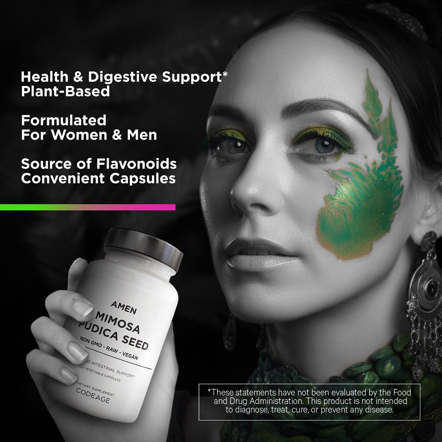 Amen Mimosa Pudica Seed 900 mg - Immune and Digestive Support - 120 Vegetable Capsules (60 Servings)  | GNC