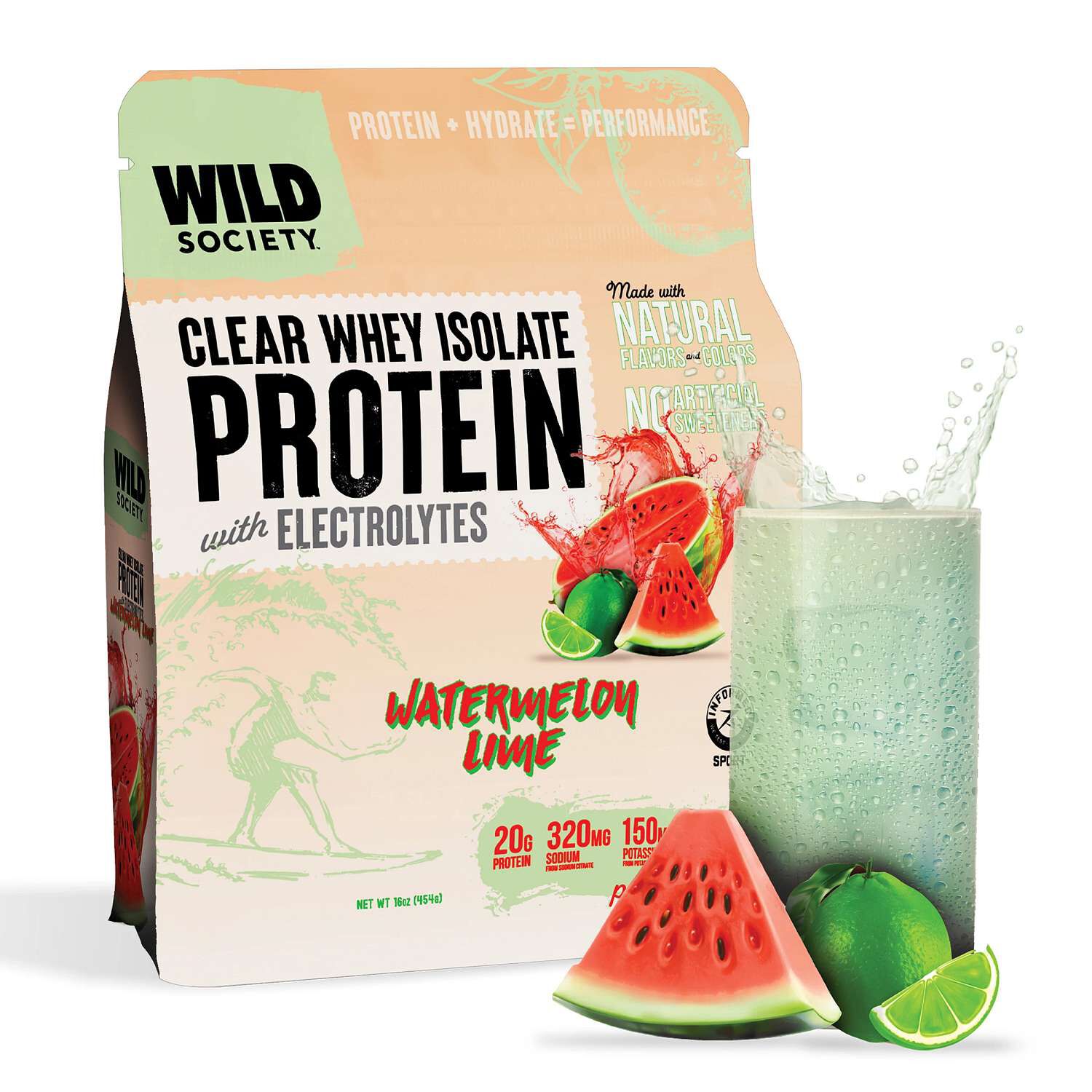Clear Whey Isolate Protein with Electrolytes - Watermelon Lime (16 Servings)  | GNC