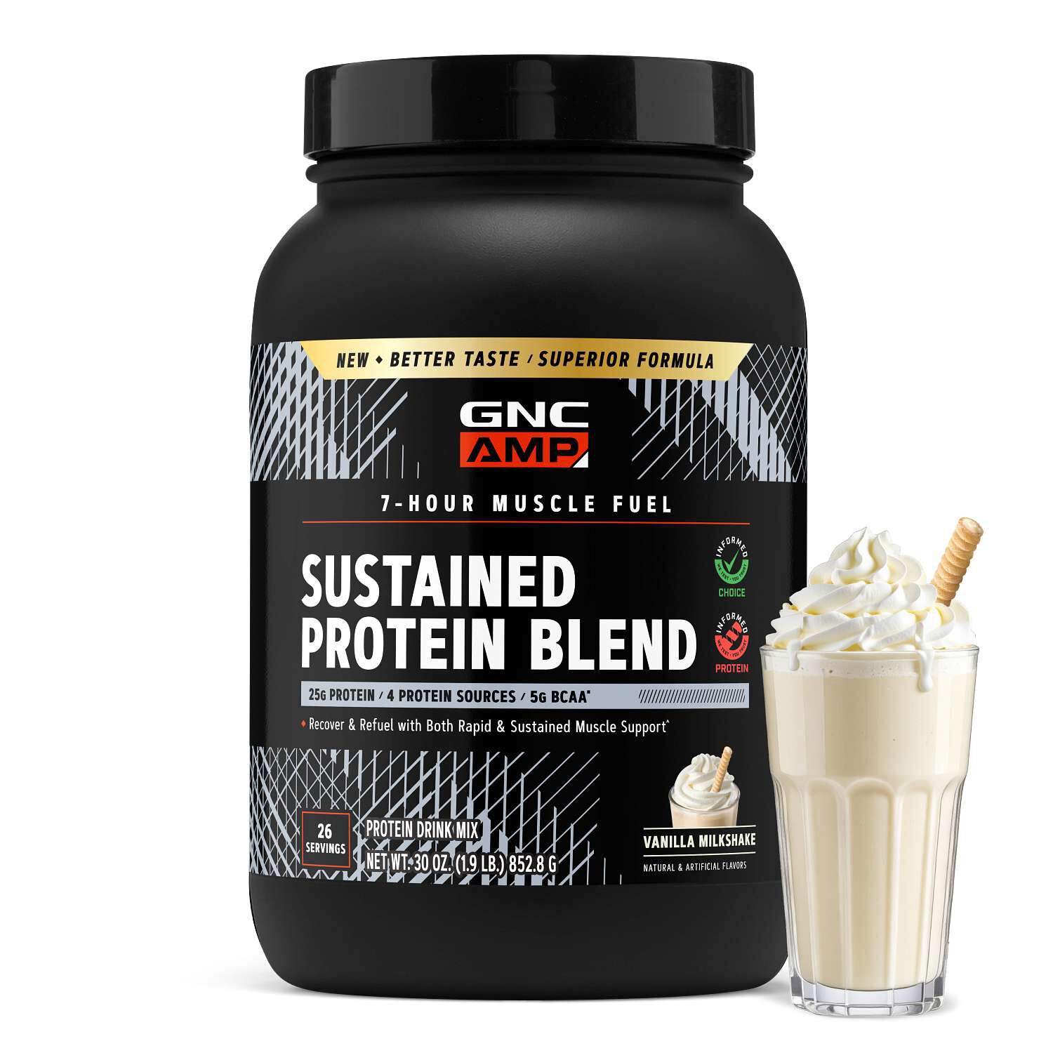 Sustained Protein Blend - Vanilla Milkshake (28 Servings) Vanilla Milkshake | GNC