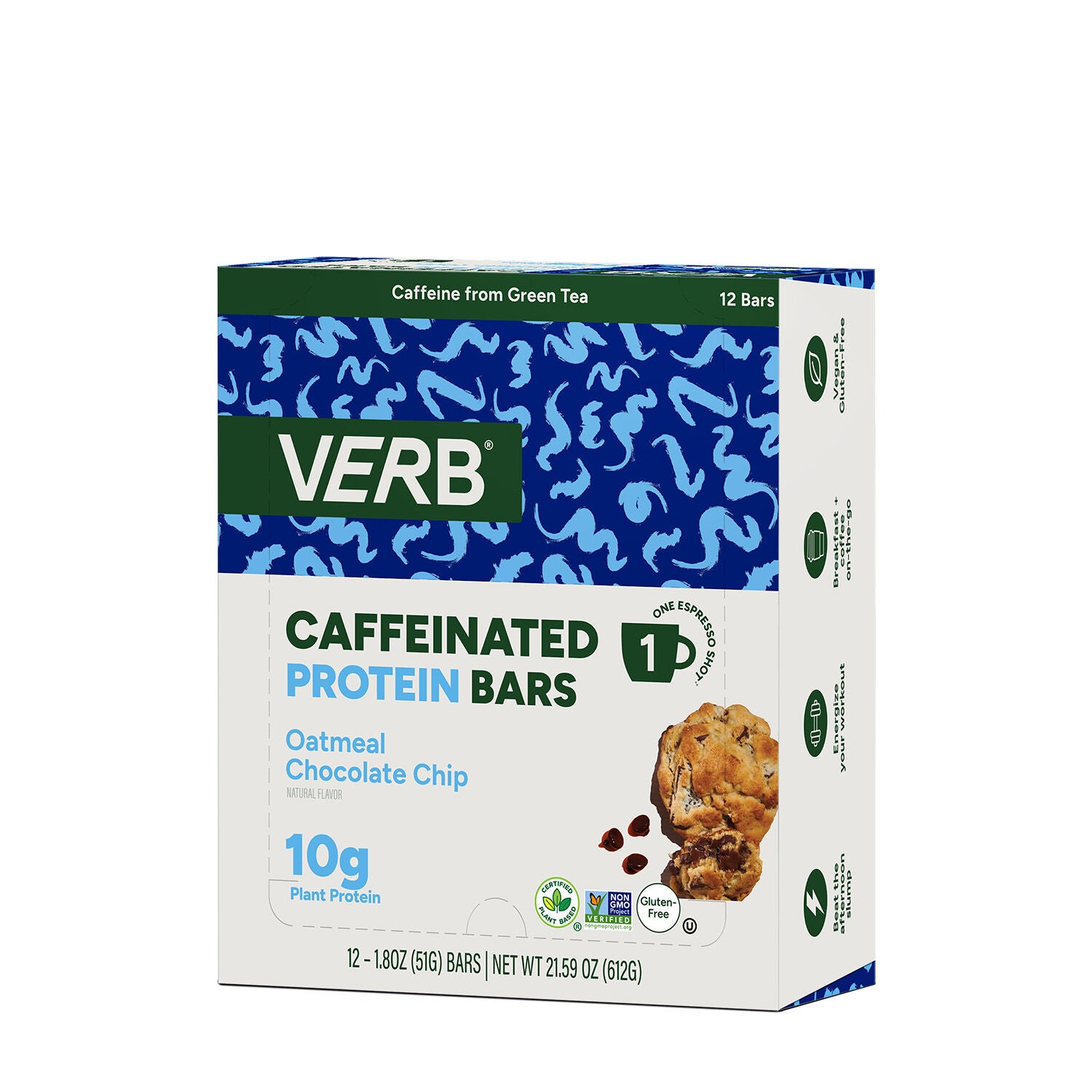 Caffeinated Protein Bar - Oatmeal Chocolate Chip (12 Bars)  | GNC