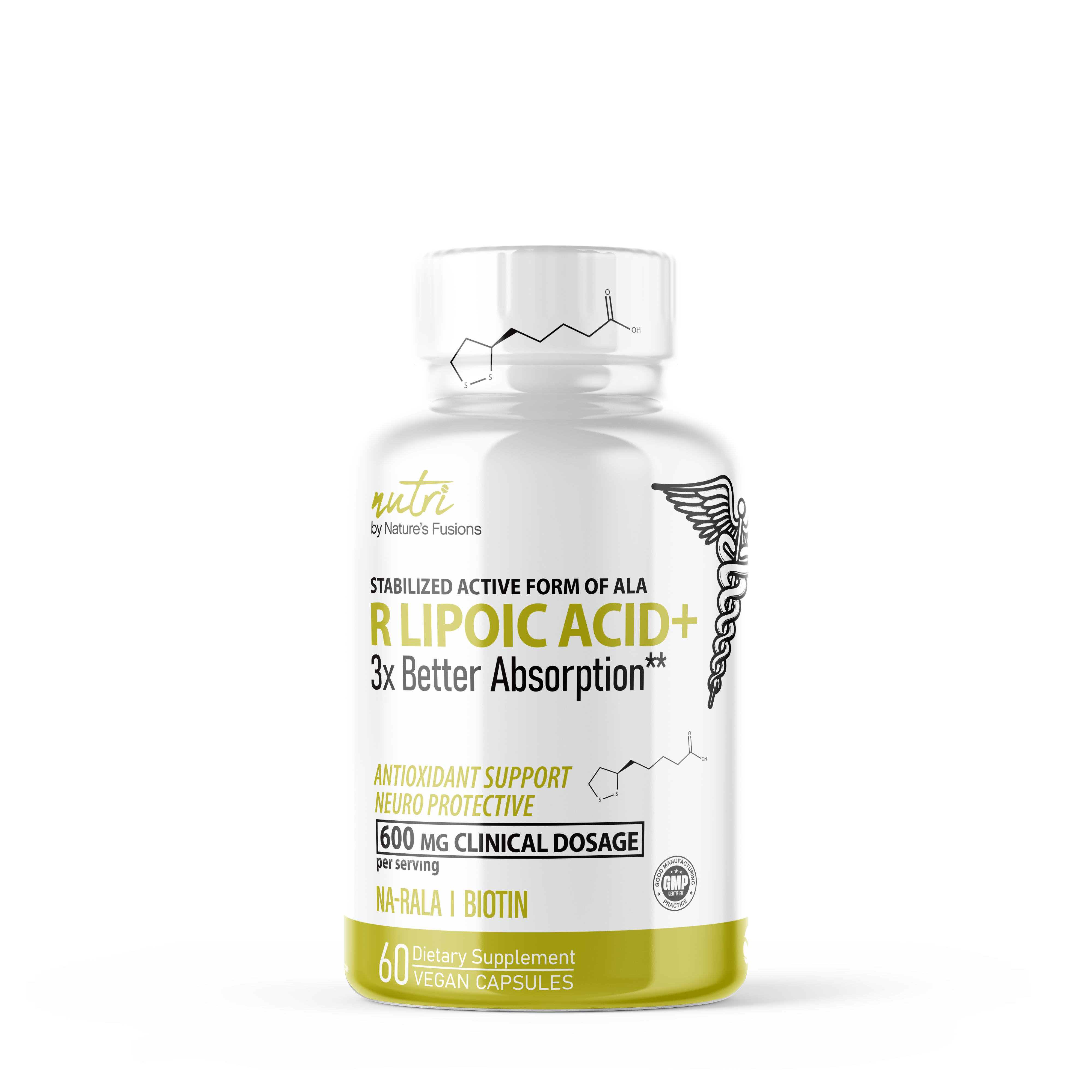 Nature's Fusions R Lipoic Acid Plus 600Mg Healthy - 60 Vegan Capsules (30 Servings)