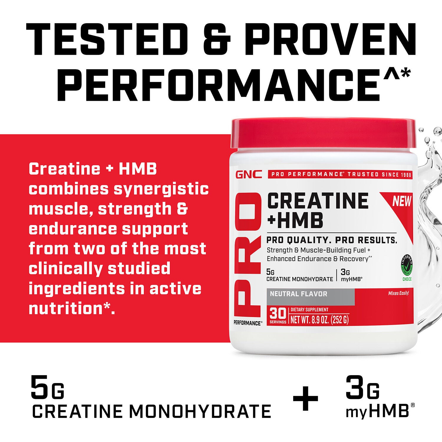 Creatine Monohydrate + HMB (30 Servings)  | GNC