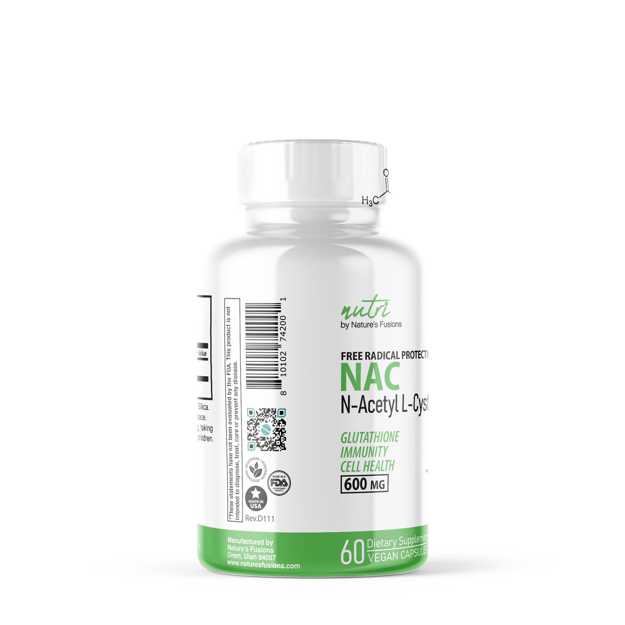 NAC N-Acetyl Cysteine 600mg - 60 Capsules (60 Servings)  | GNC