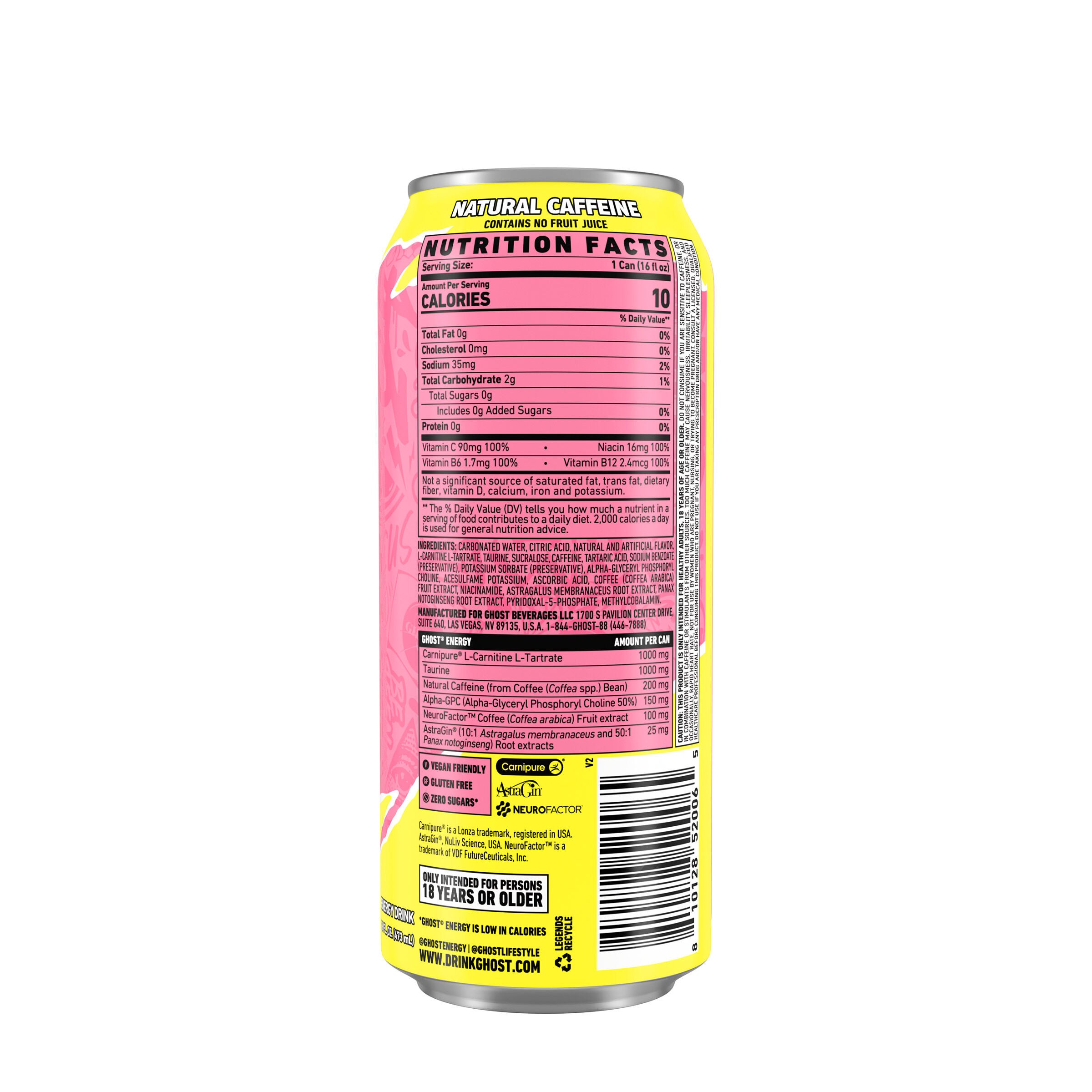 Energy Drink - Sour Pink Lemonade - 16oz. (12 Cans) Sour Pink Lemonade | GNC
