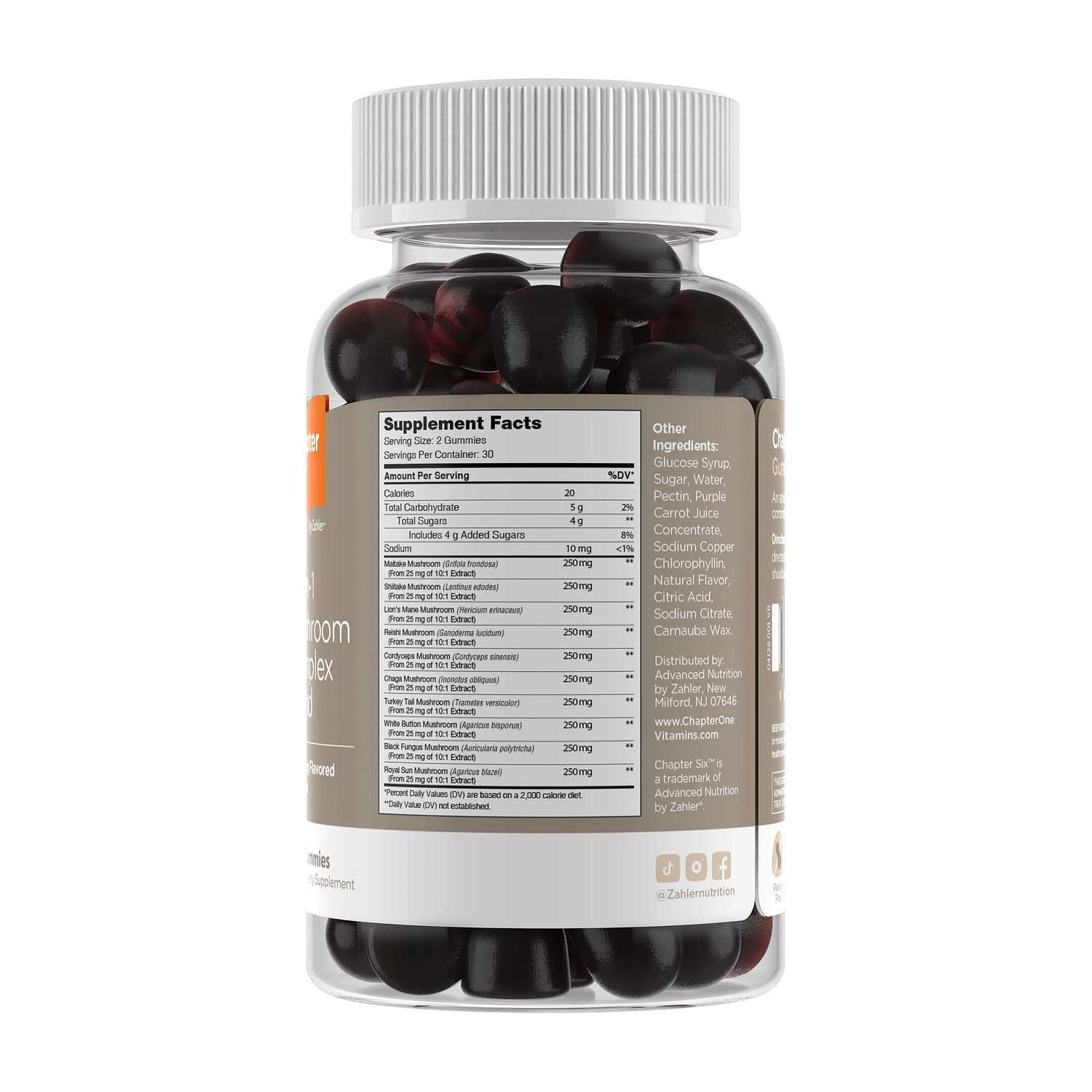 Chapter Six: 10-in-1 Mushroom Complex Blend - Raspberry - 60 Gummies (30 Servings)