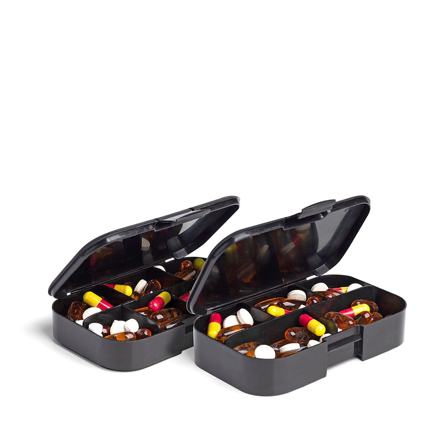 SmartShake Pillbox Organizer, Black - 2 Pack