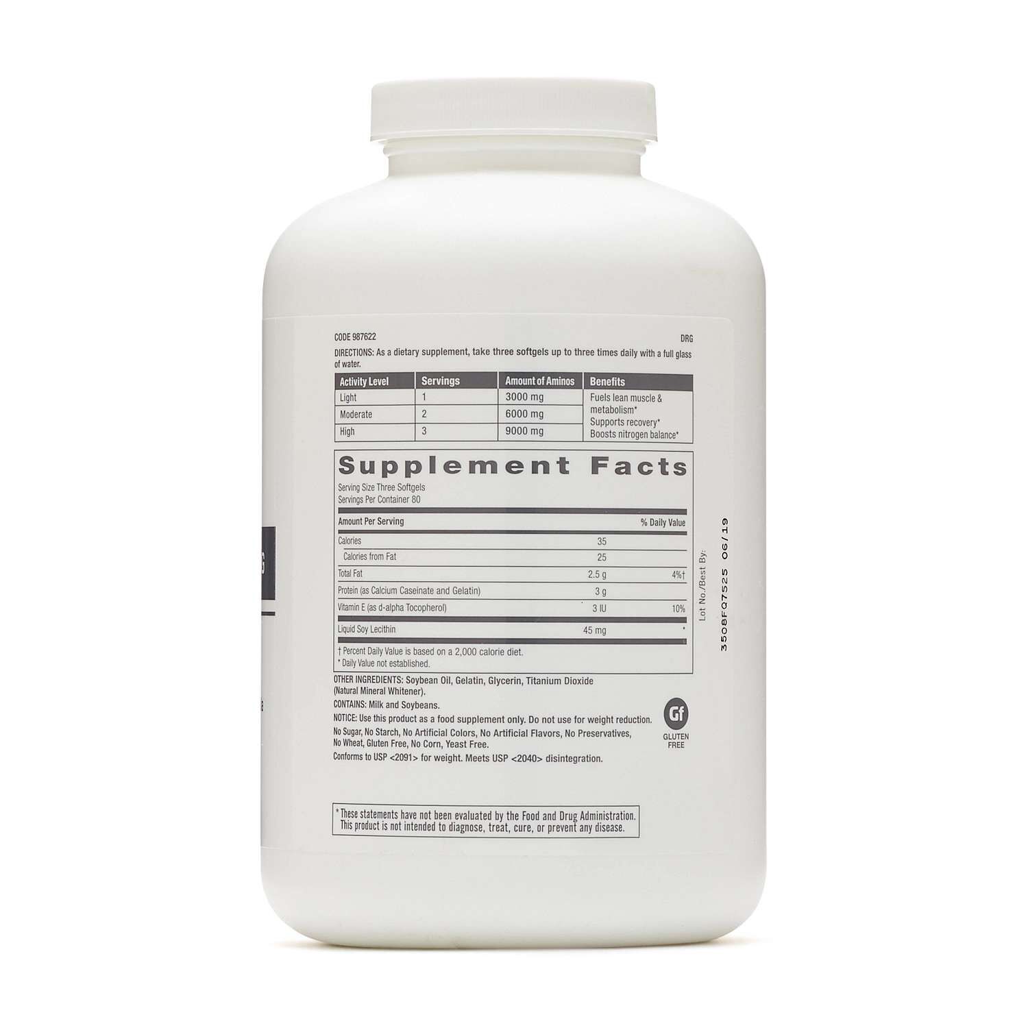 Full Spectrum Anabolic Amino 3000mg - 240 Softgels (80 Servings)