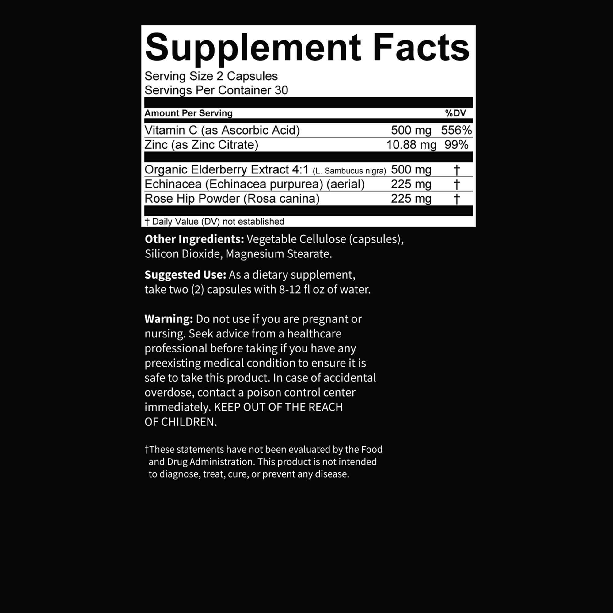 Elderberry Immunity Capsules - 60 Capsules (30 Servings)  | GNC