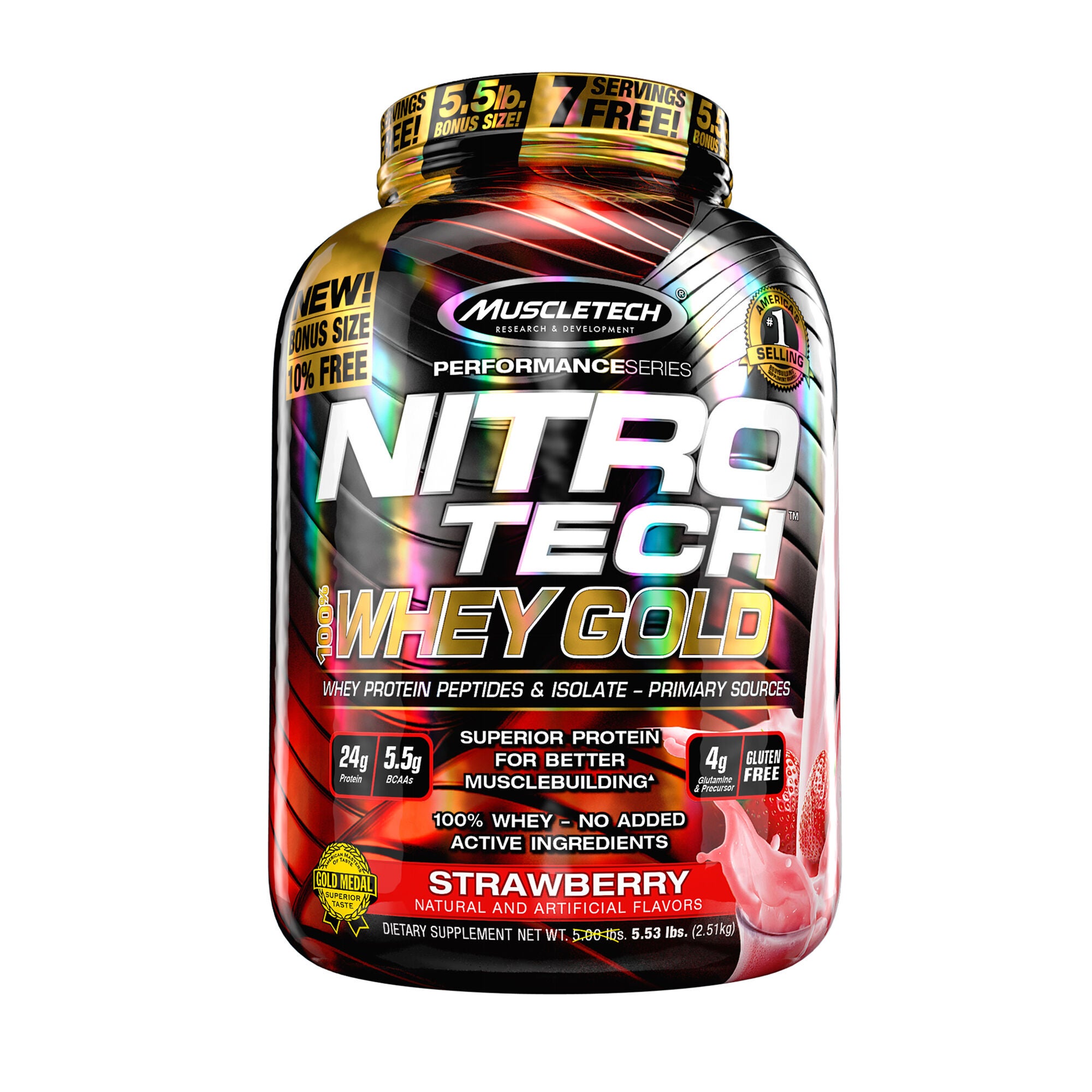 Muscletech Nitro Tech 100 Whey Gold Strawberry Gnc