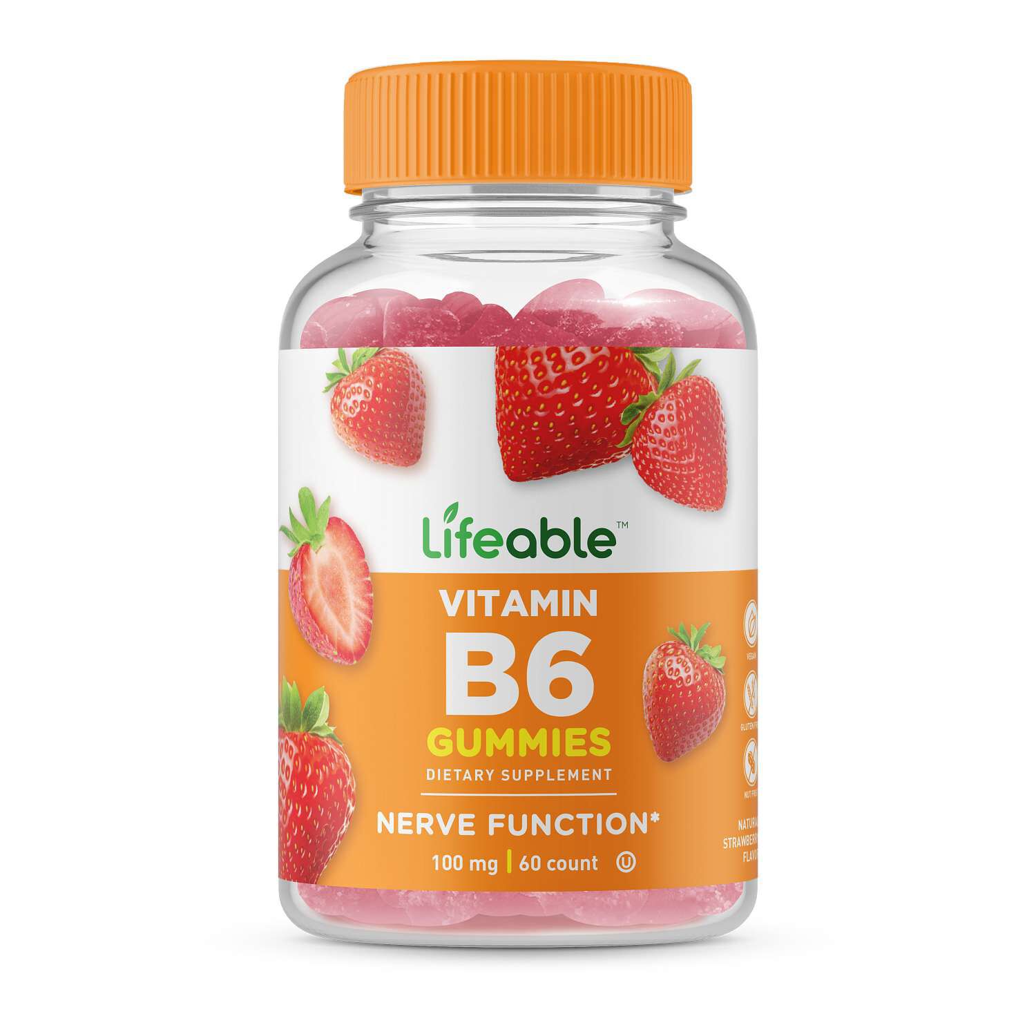 Vitamin B6 Gummies - Strawberry - 60 Gummies (30 Servings)
