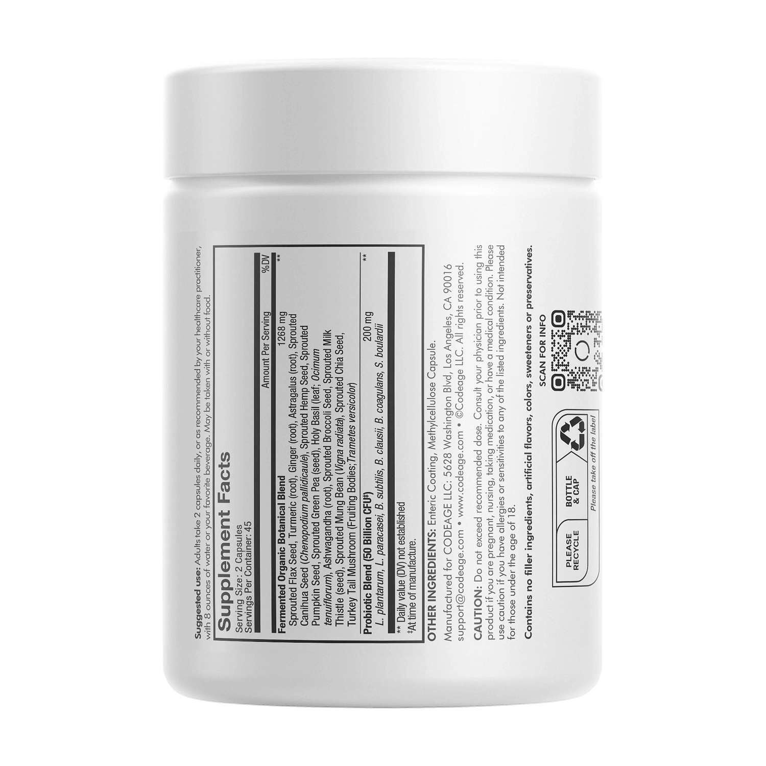SBO Probiotic+ 50 Billion CFU &amp; Prebiotics - Vegan Digestion Supplement - 90 Capsules (45 Servings)  | GNC