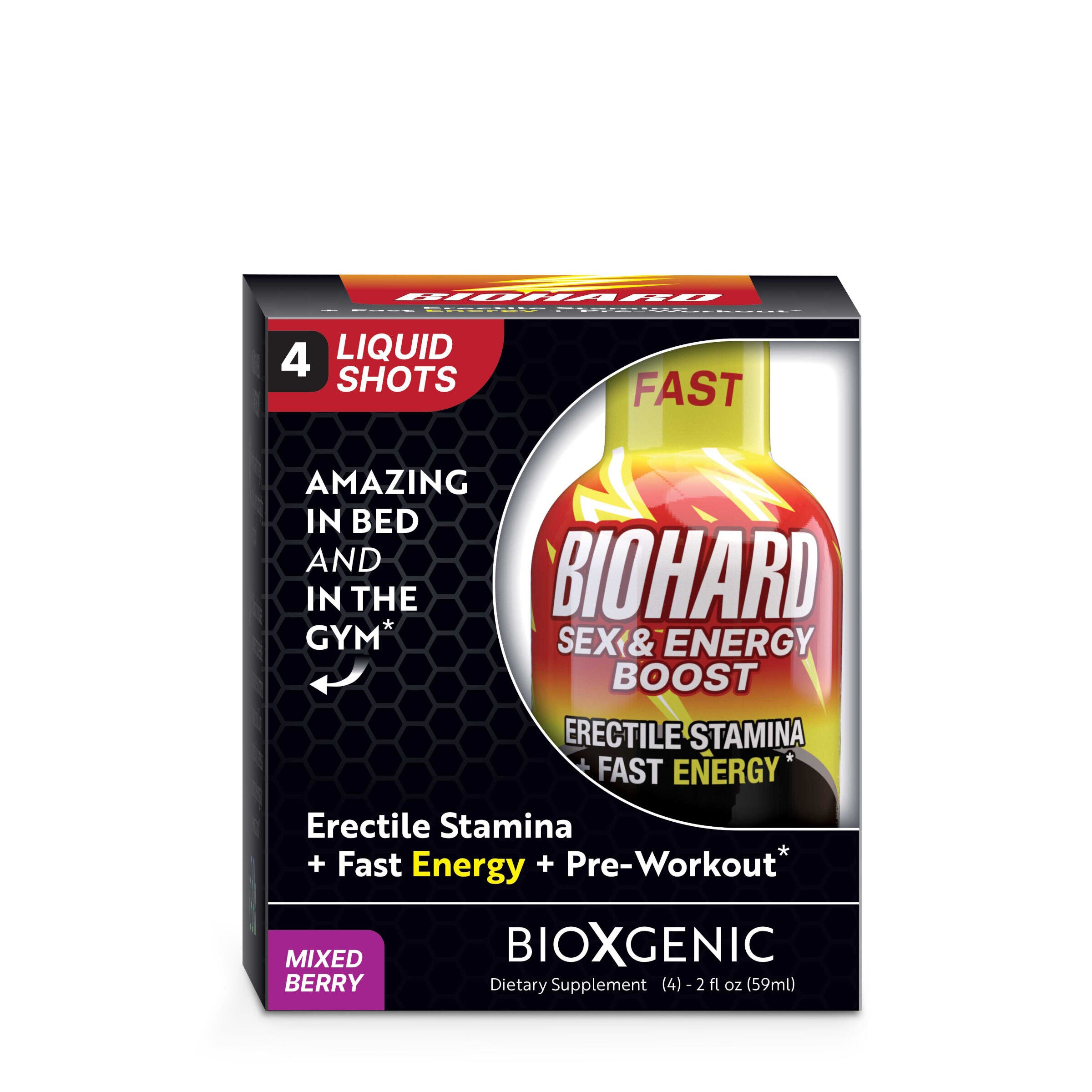 BIOHARD Sex &amp; Energy Boost - Mixed Berry &#40;4 Liquid Shots&#41;  | GNC