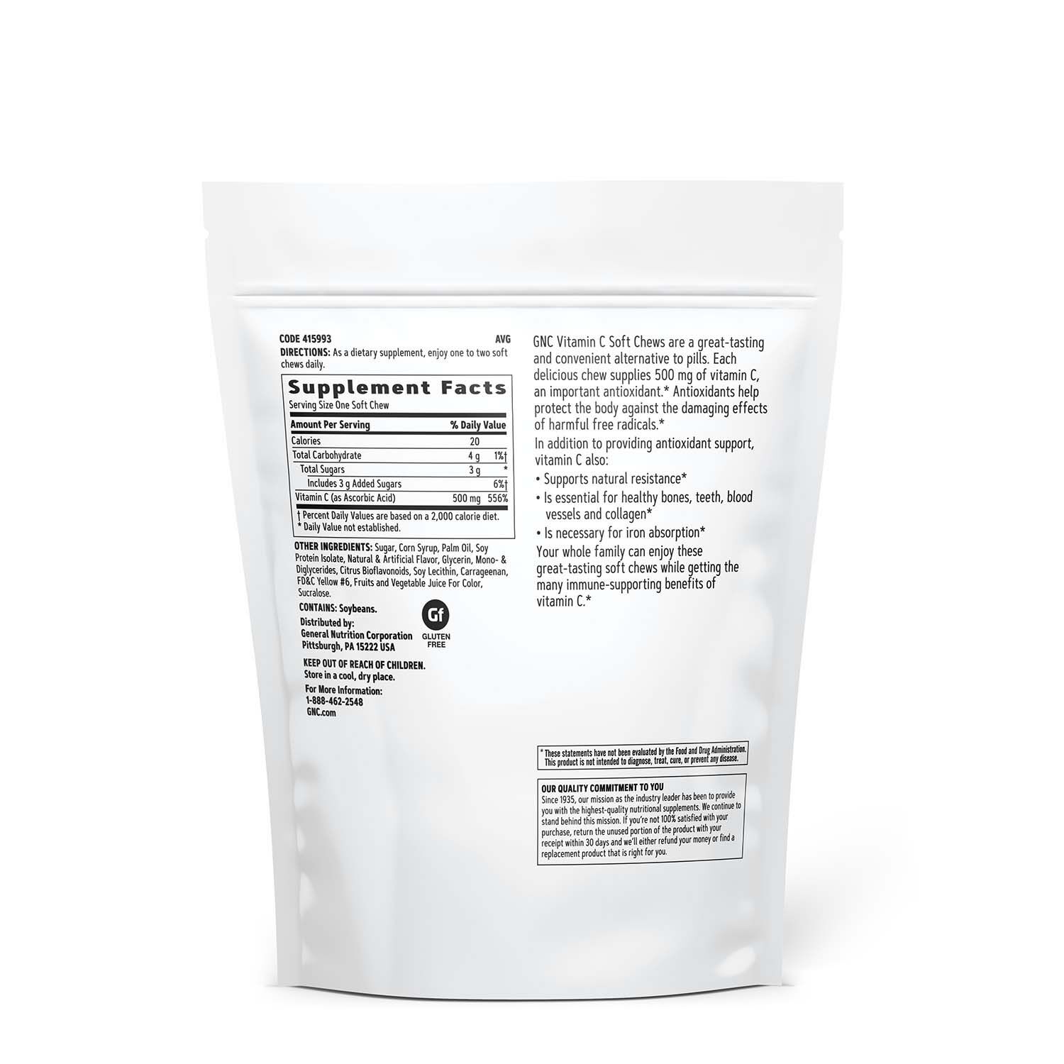 Vitamin C Soft Chews 500mg - Orange - 60 Soft Chews (60 Servings)  | GNC