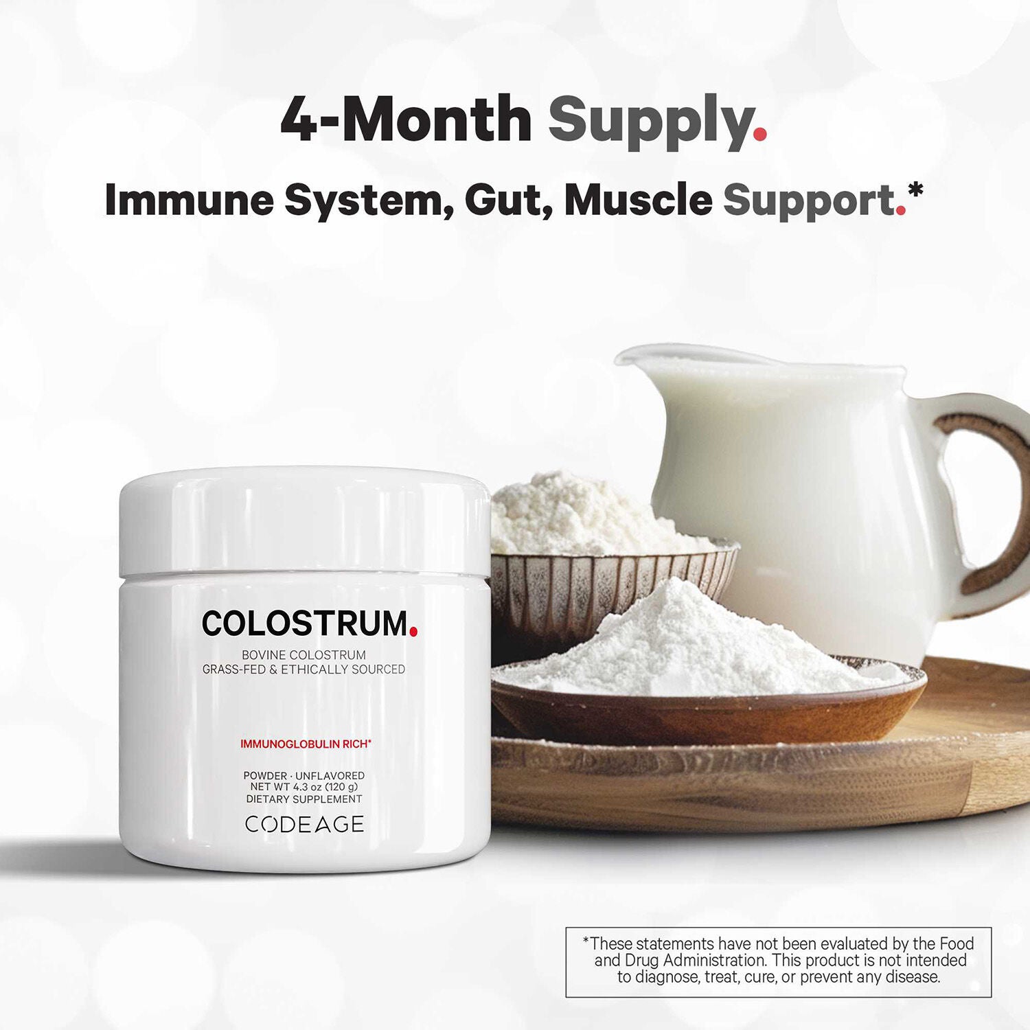 Bovine Colostrum Powder - Unflavored - 4.3 oz. (120 Servings)