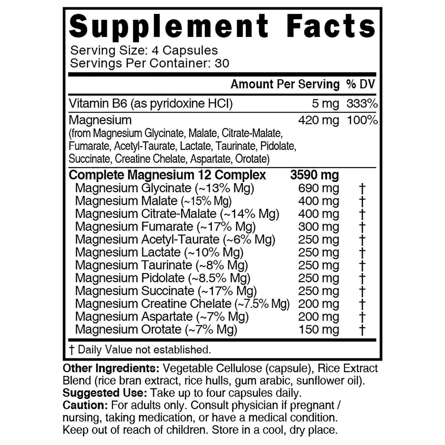 Magnesium Complex - 120 Vegan Capsules (30 Servings)  | GNC