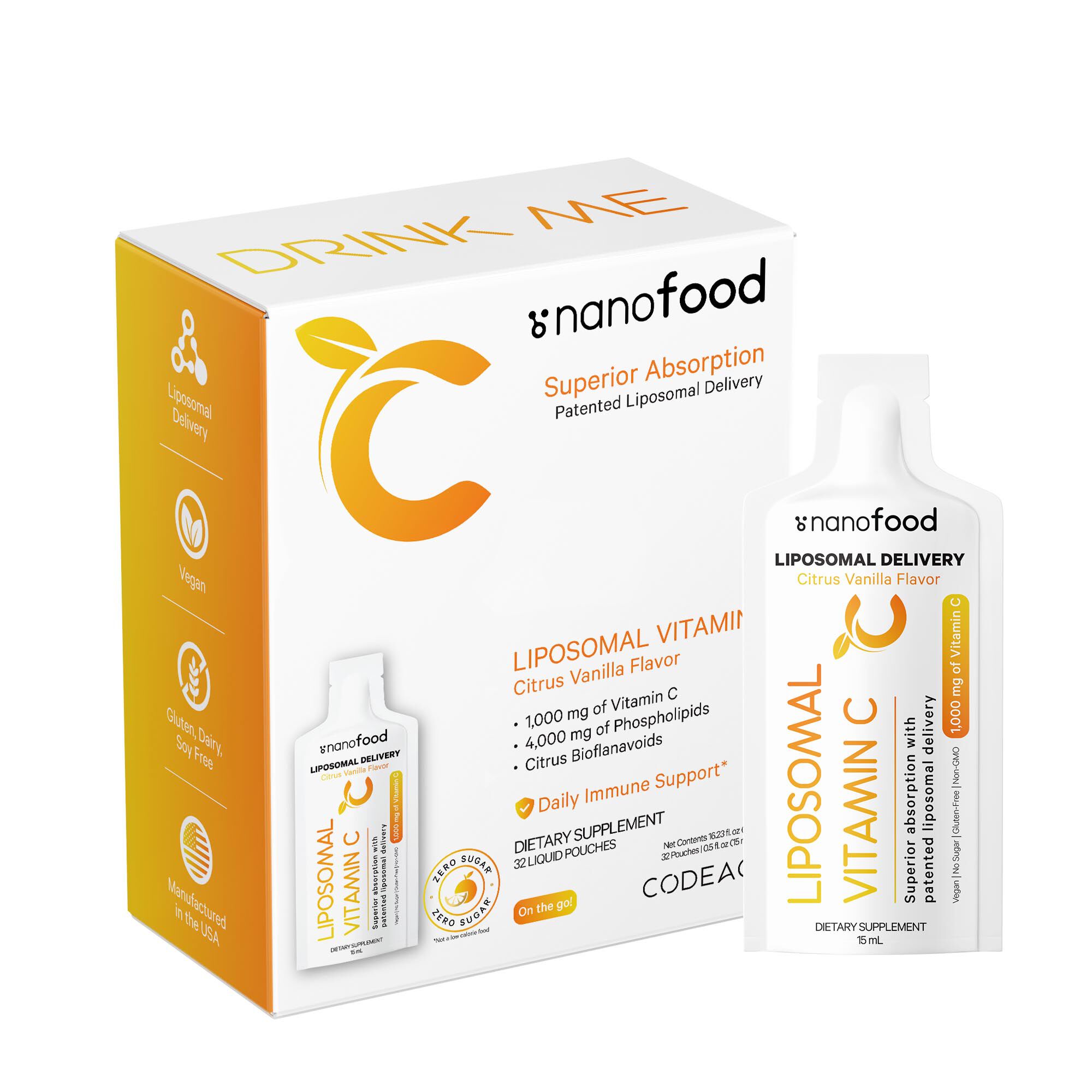 Liposomal Vitamin C Sachet Citrus Vanilla 32 Pouches (32 Servings