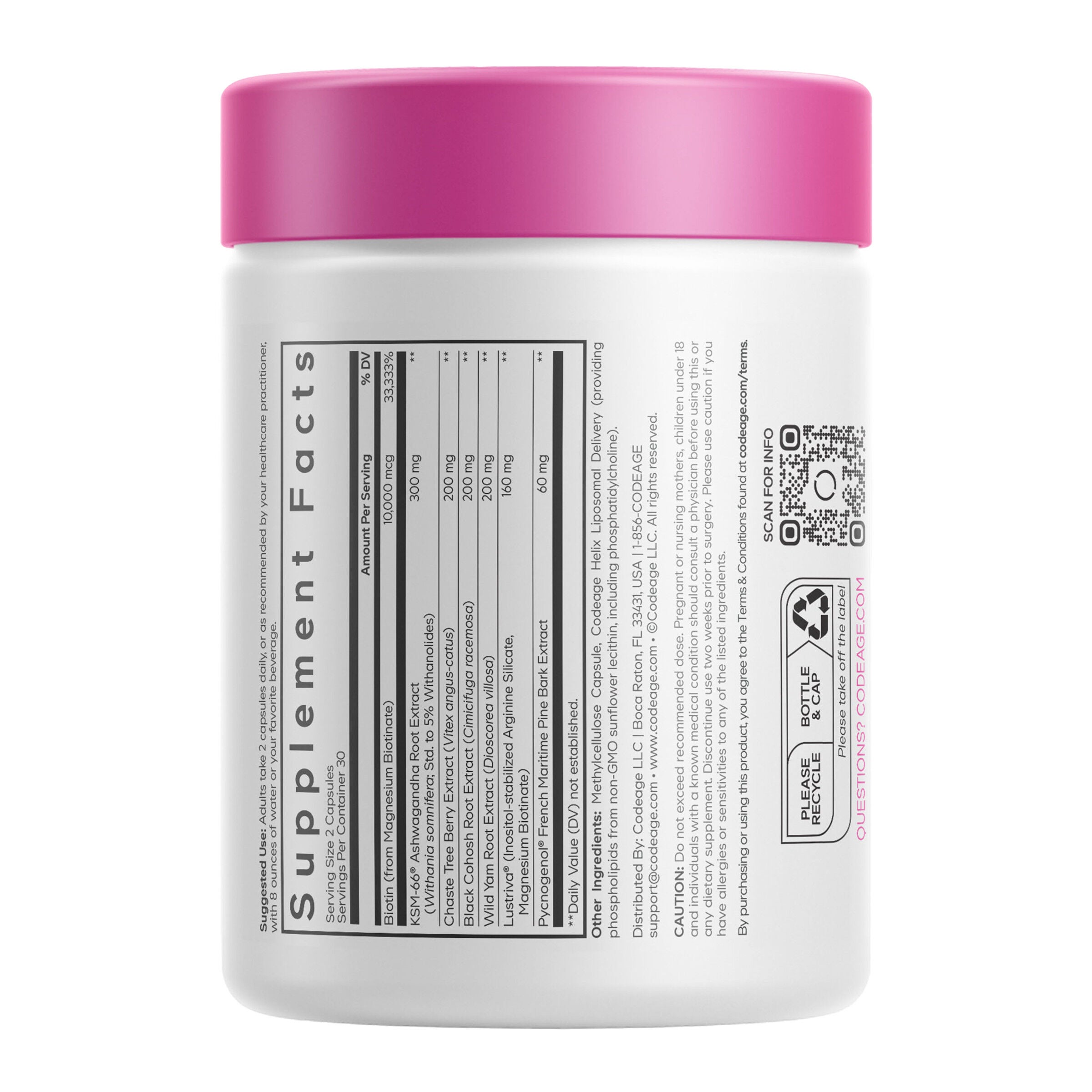 Menopause Hair & Skin Vitamins+ - 60 Vegetable Capsules (30 Servings)