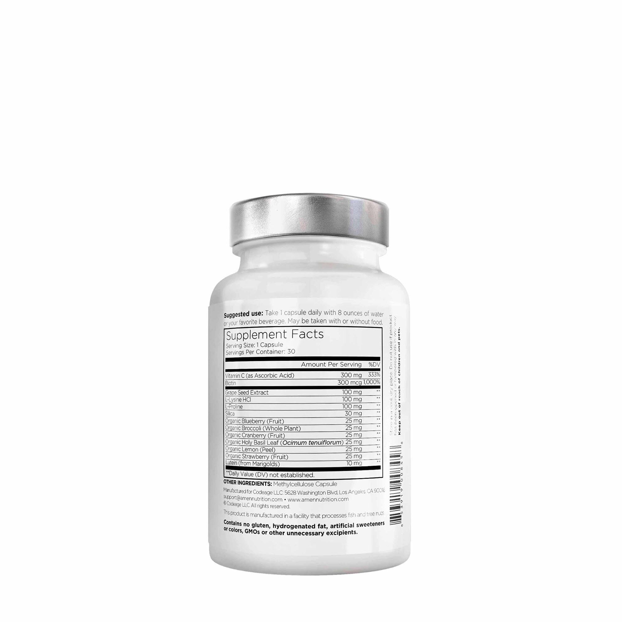 Amen Vegan Collagen Builder + Biotin and Vitamin C - 30 Tablets (30 Servings)  | GNC