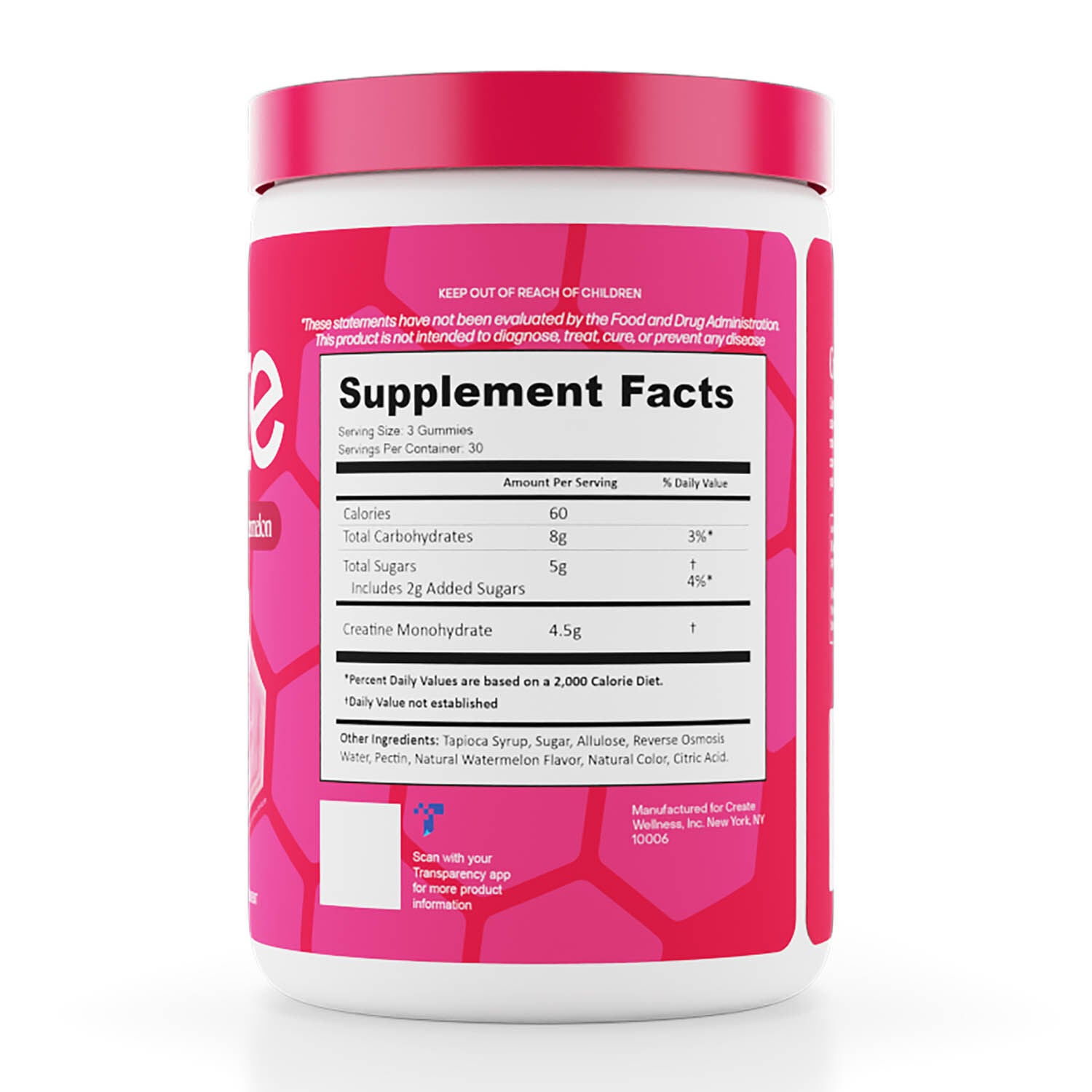 Creatine Monohydrate Gummies - Watermelon - 90 Gummies (30 Servings)